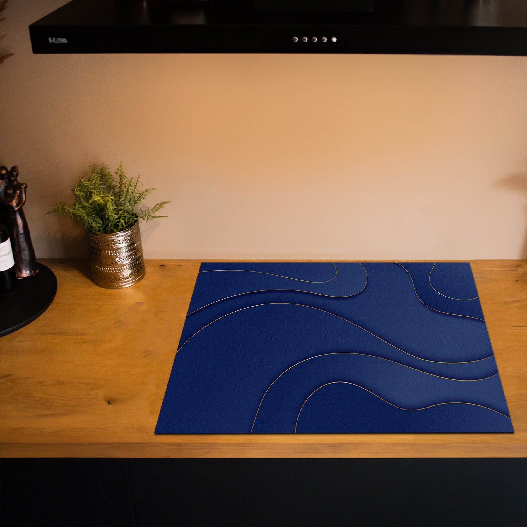 Inductiebeschermer - Minimal Texture - Midnight Blauw