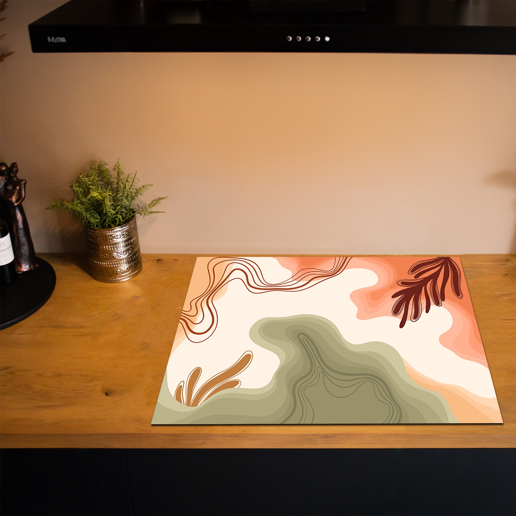 Protection induction - Abstrait - Motifs nervurés - Noir