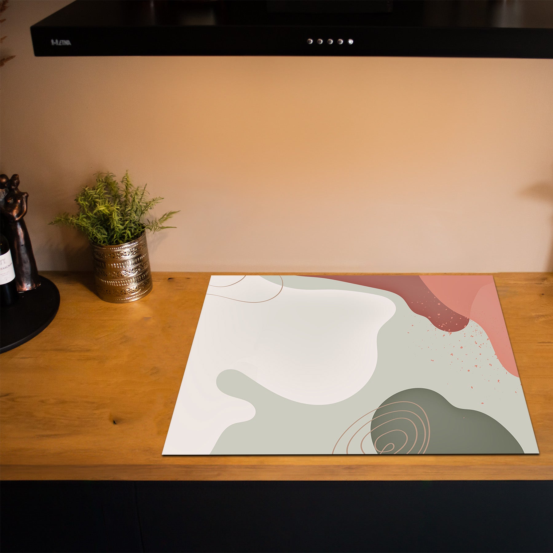 Protection induction - Abstrait - Motifs nervurés - Noir