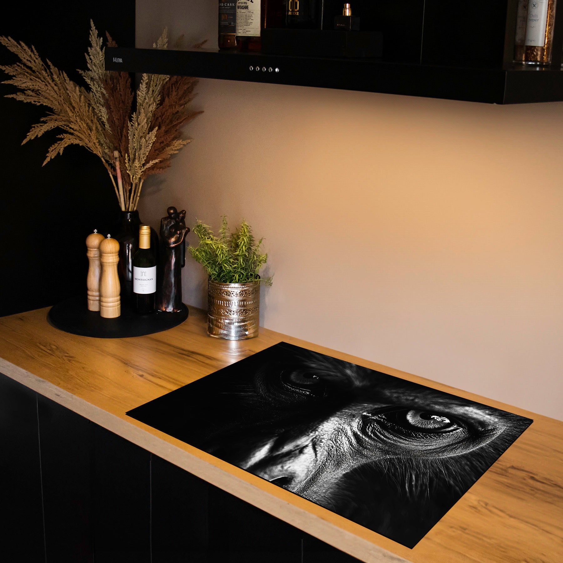 Inductiebeschermer - Dieren Zwart Wit - Close-up Gorilla