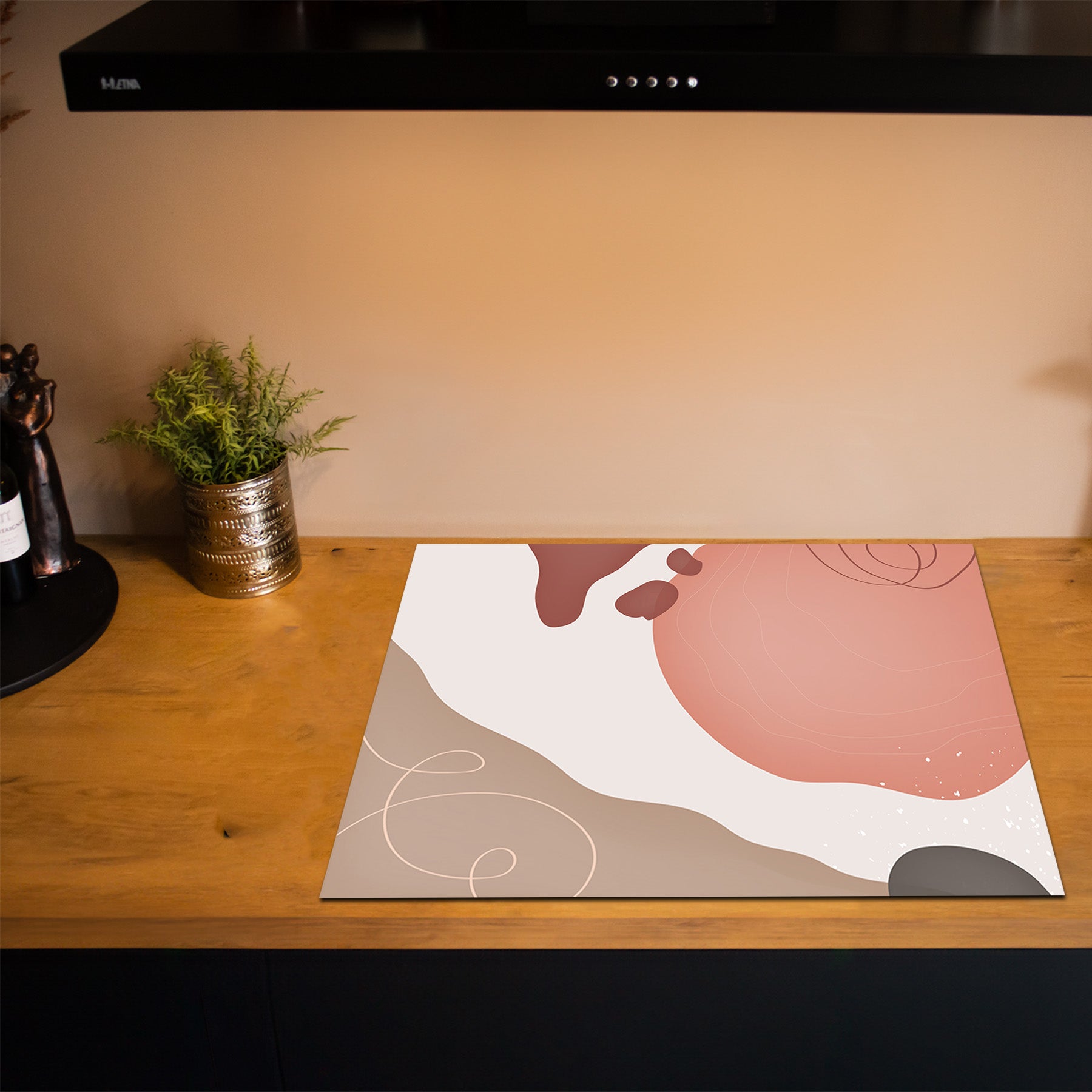 Protection induction - Abstrait - Motifs nervurés - Noir