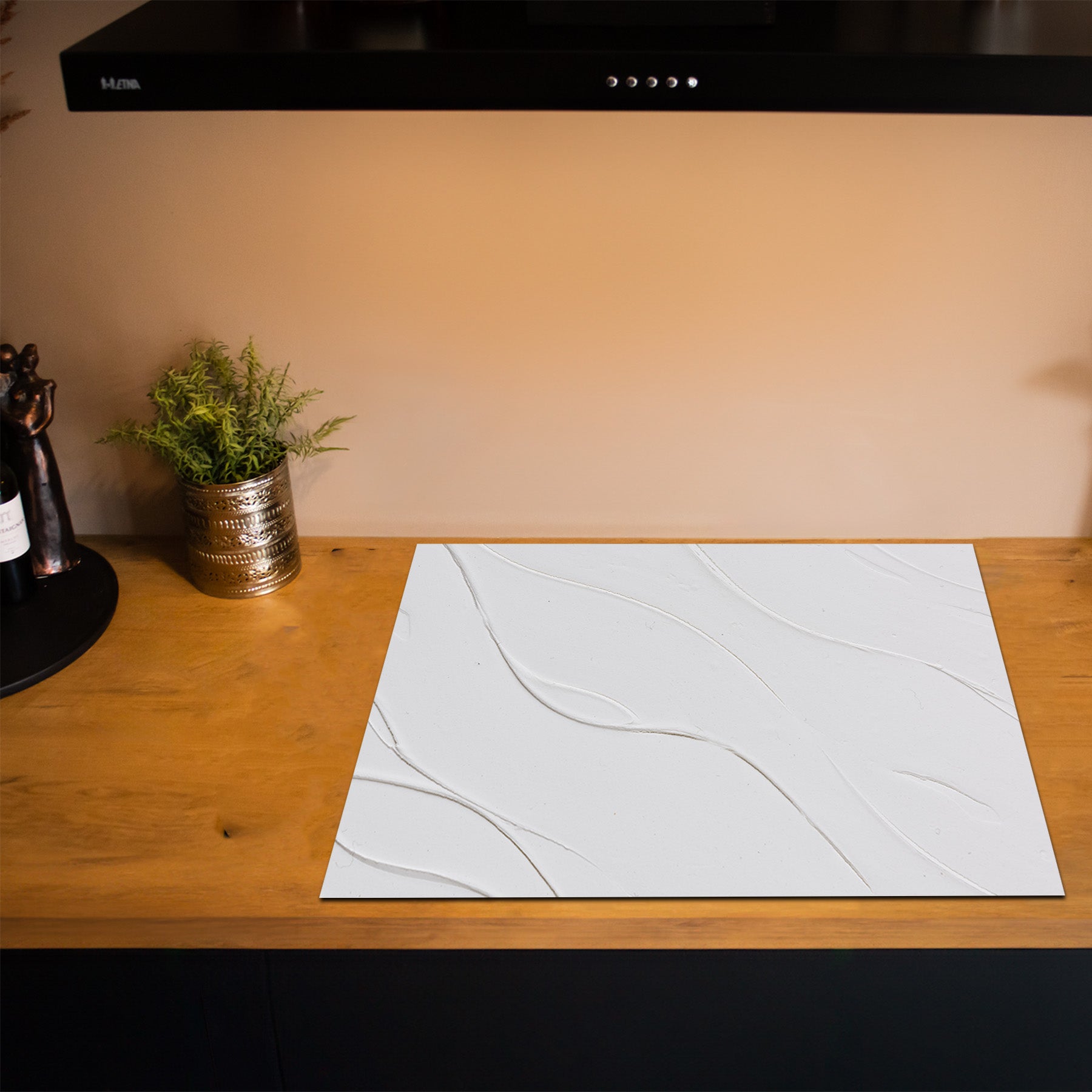 Inductiebeschermer - Minimal Texture - Zachte Golf Wit