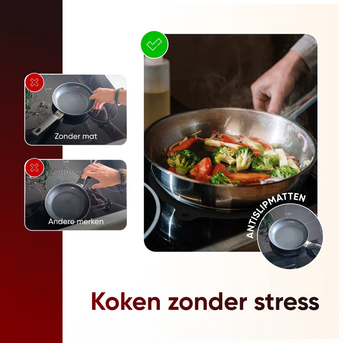 Inductie matjes set van 8 - Zwart - Alles in 1 - Actie