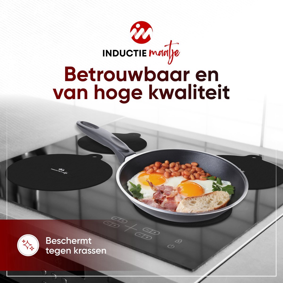 Inductie matjes set van 8 - Zwart - Alles in 1 - Actie