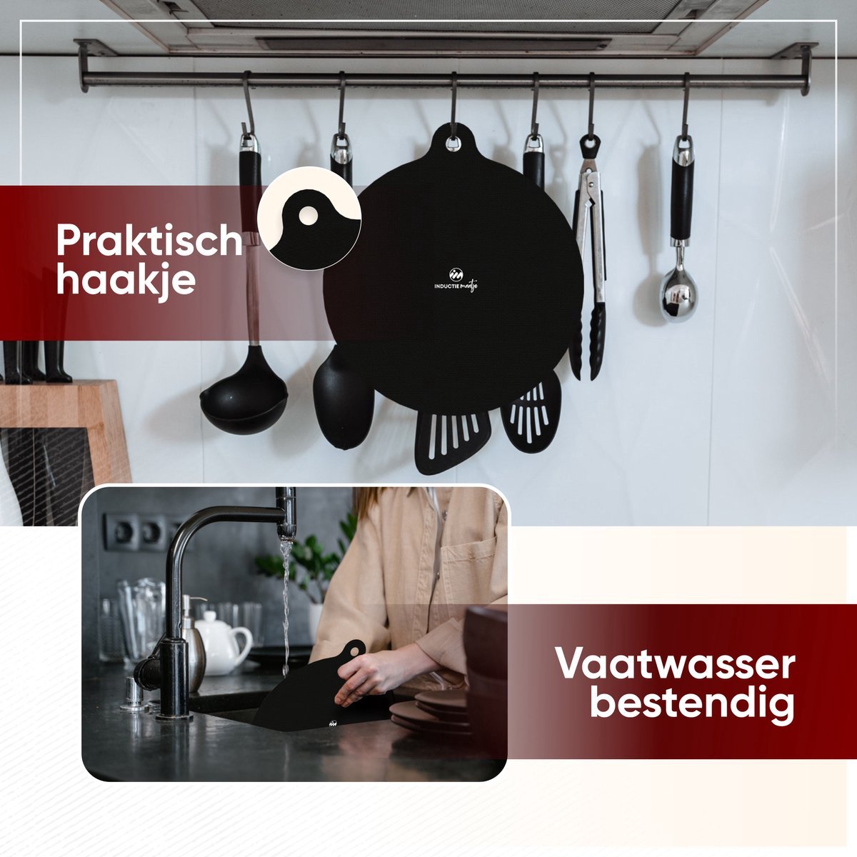 Inductie matjes set van 8 - Zwart - Alles in 1 - Actie