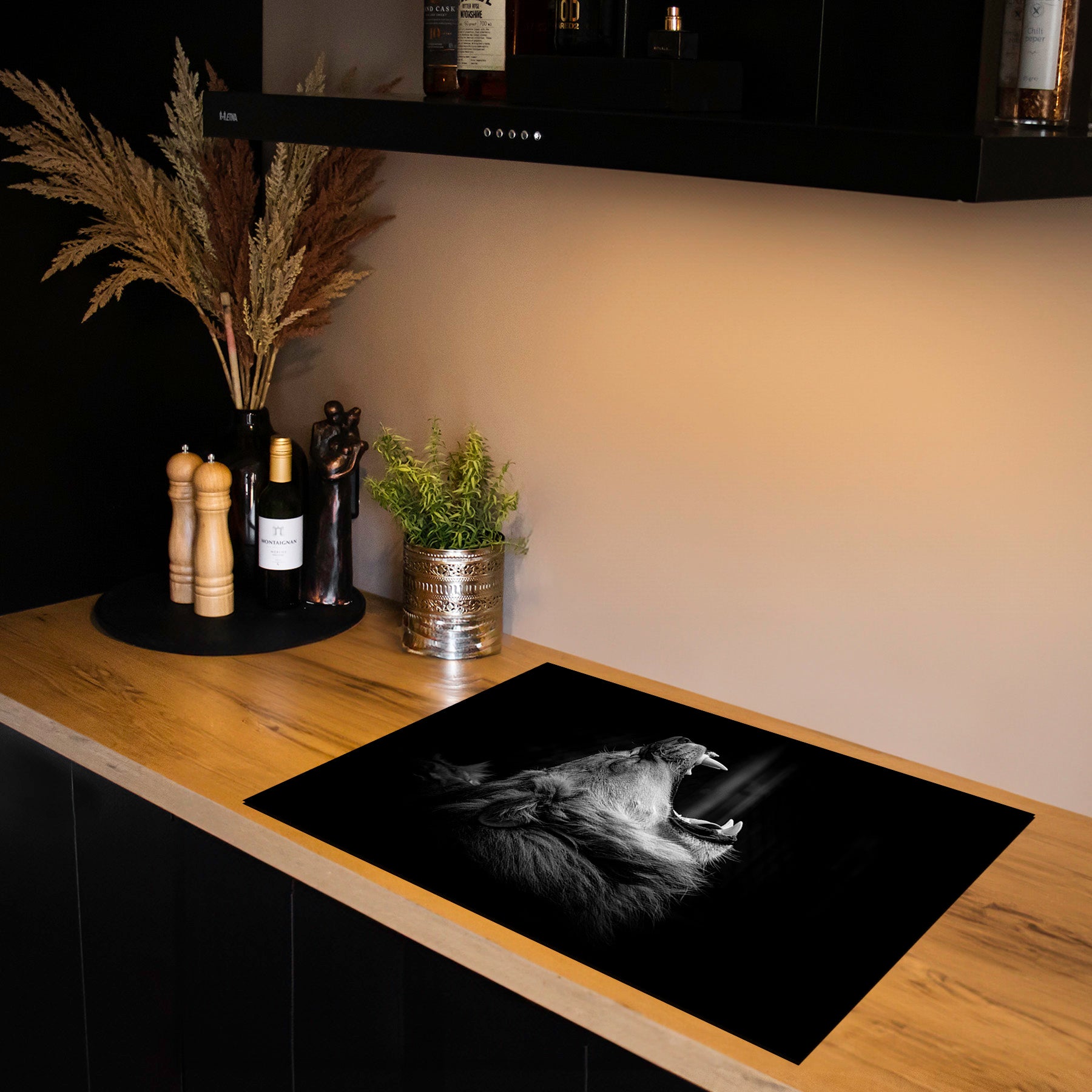 Inductiebeschermer - Dieren Zwart Wit - Leeuwen Brul