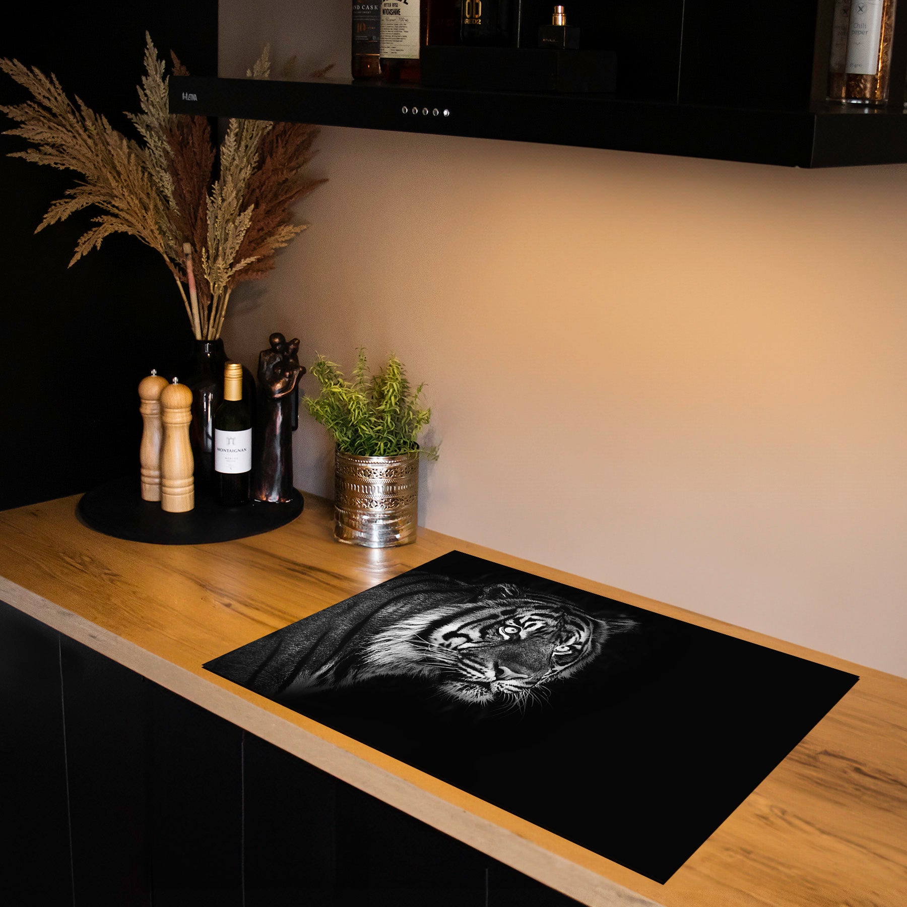 Inductiebeschermer - Dieren Zwart Wit - Tijger