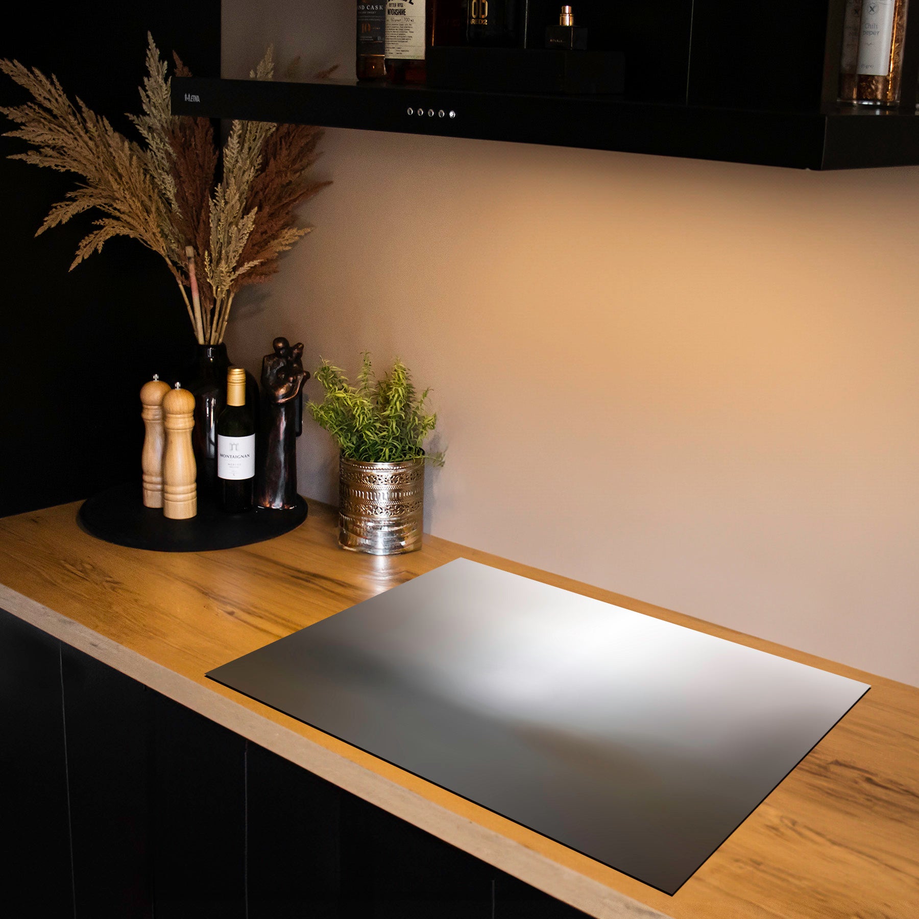 Inductiebeschermer - Smoked Glass - Mistbeige
