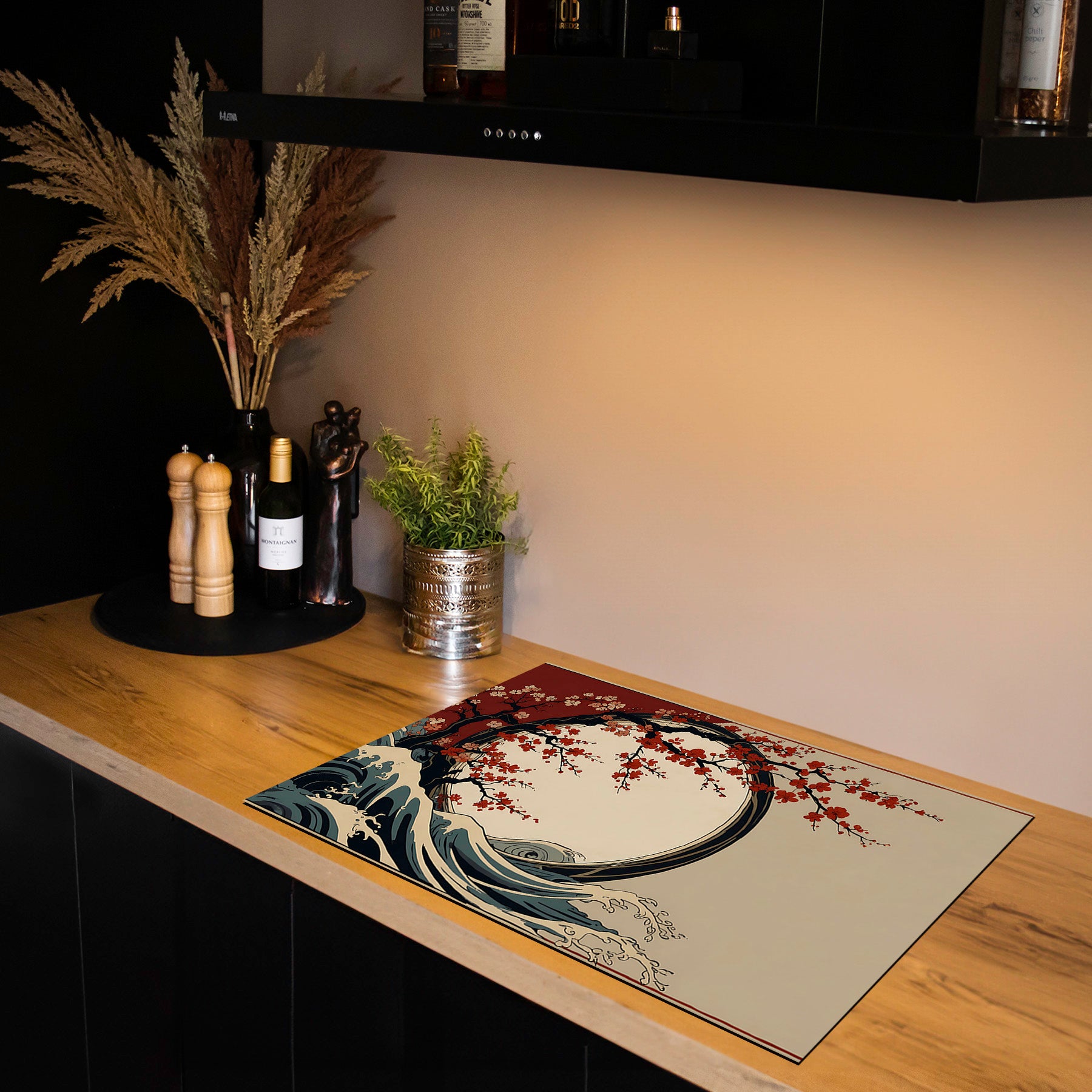 Inductiebeschermer - Japandi - Waves of Sakura