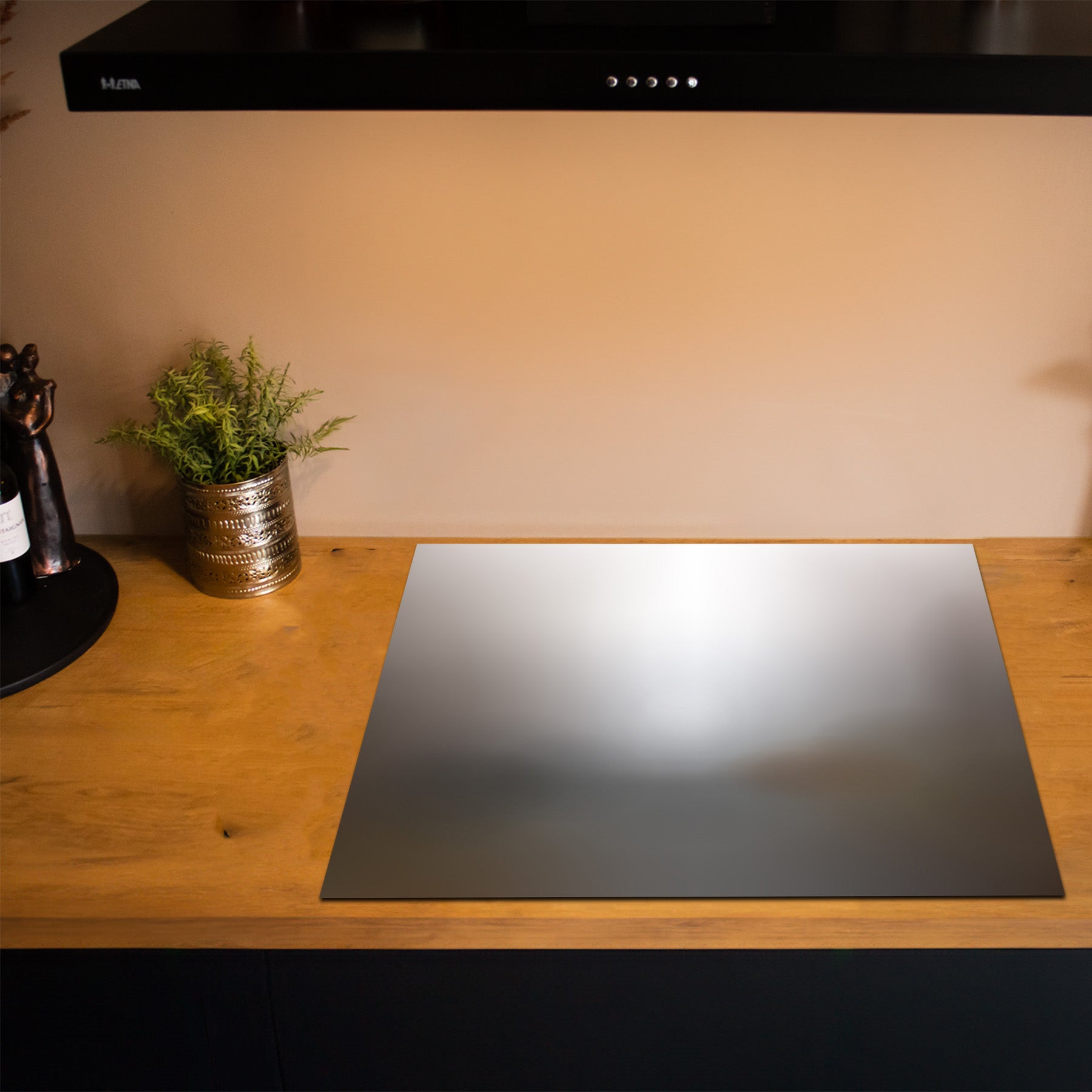 Inductiebeschermer - Smoked Glass - Mistbeige