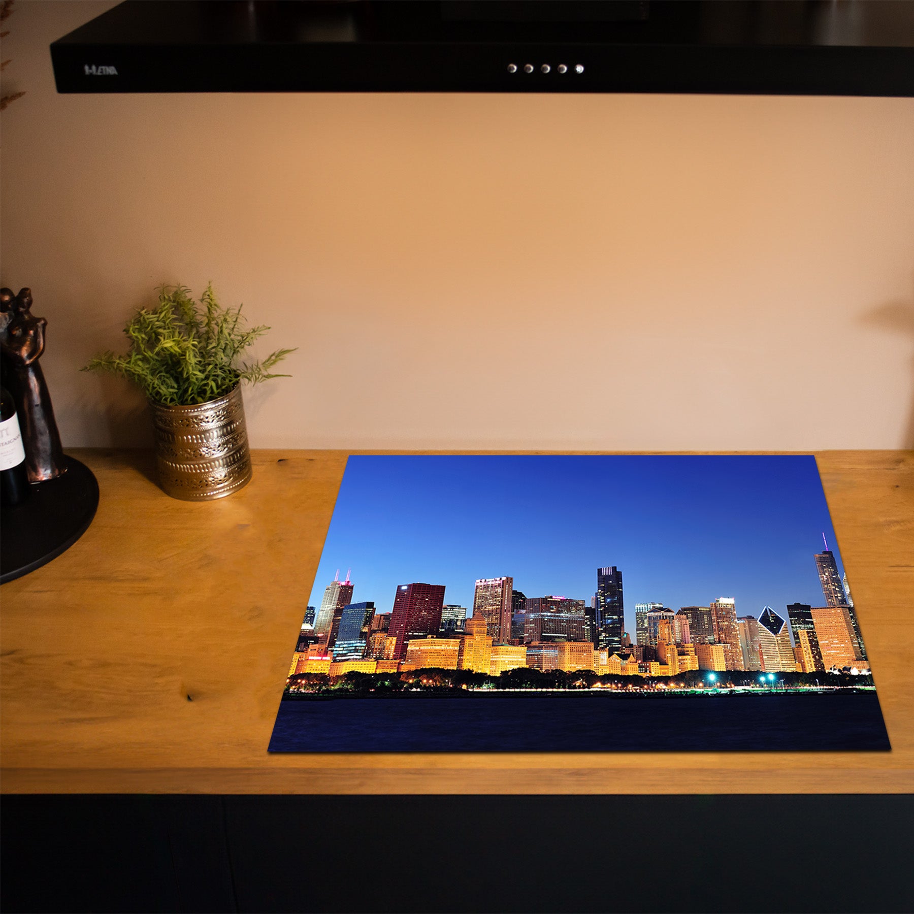 Inductiebeschermer - Skyline - Chicago-Nacht