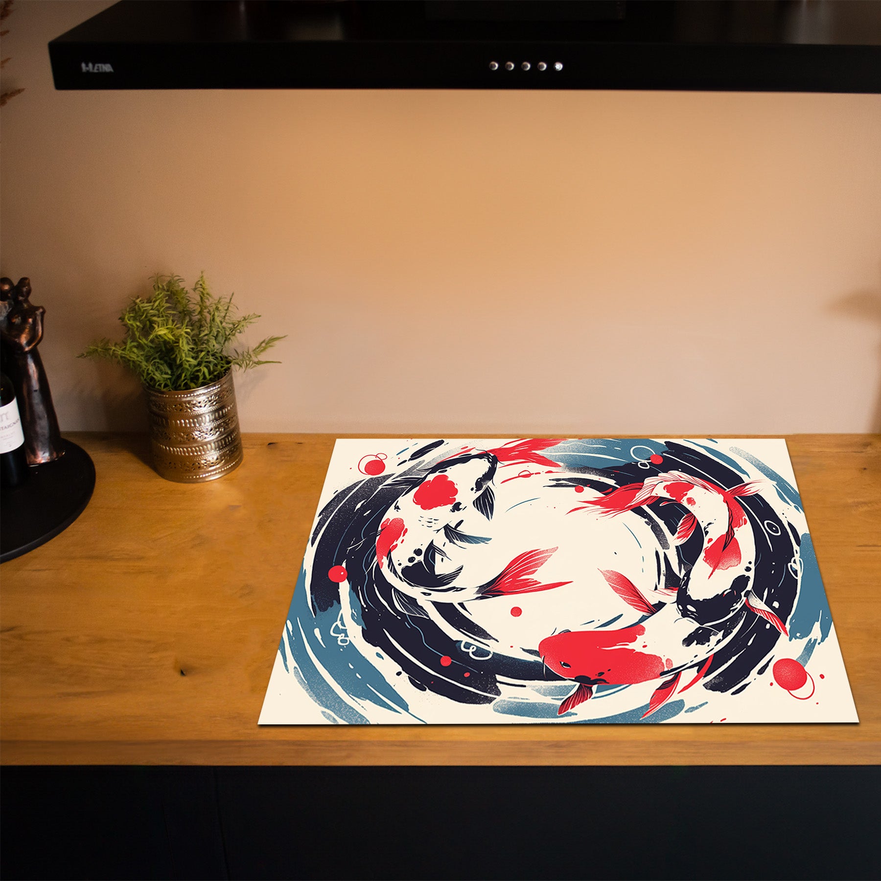 Inductiebeschermer - Japandi - Dual Koi Harmony