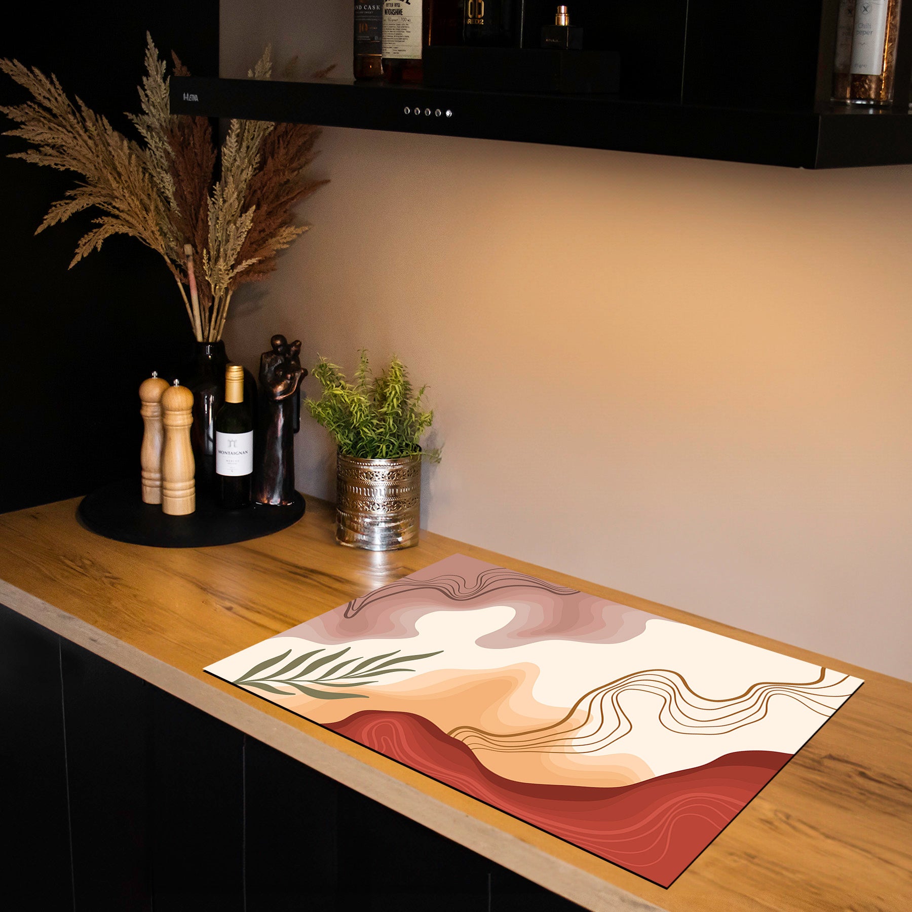 Protection induction - Abstrait - Motifs nervurés - Noir