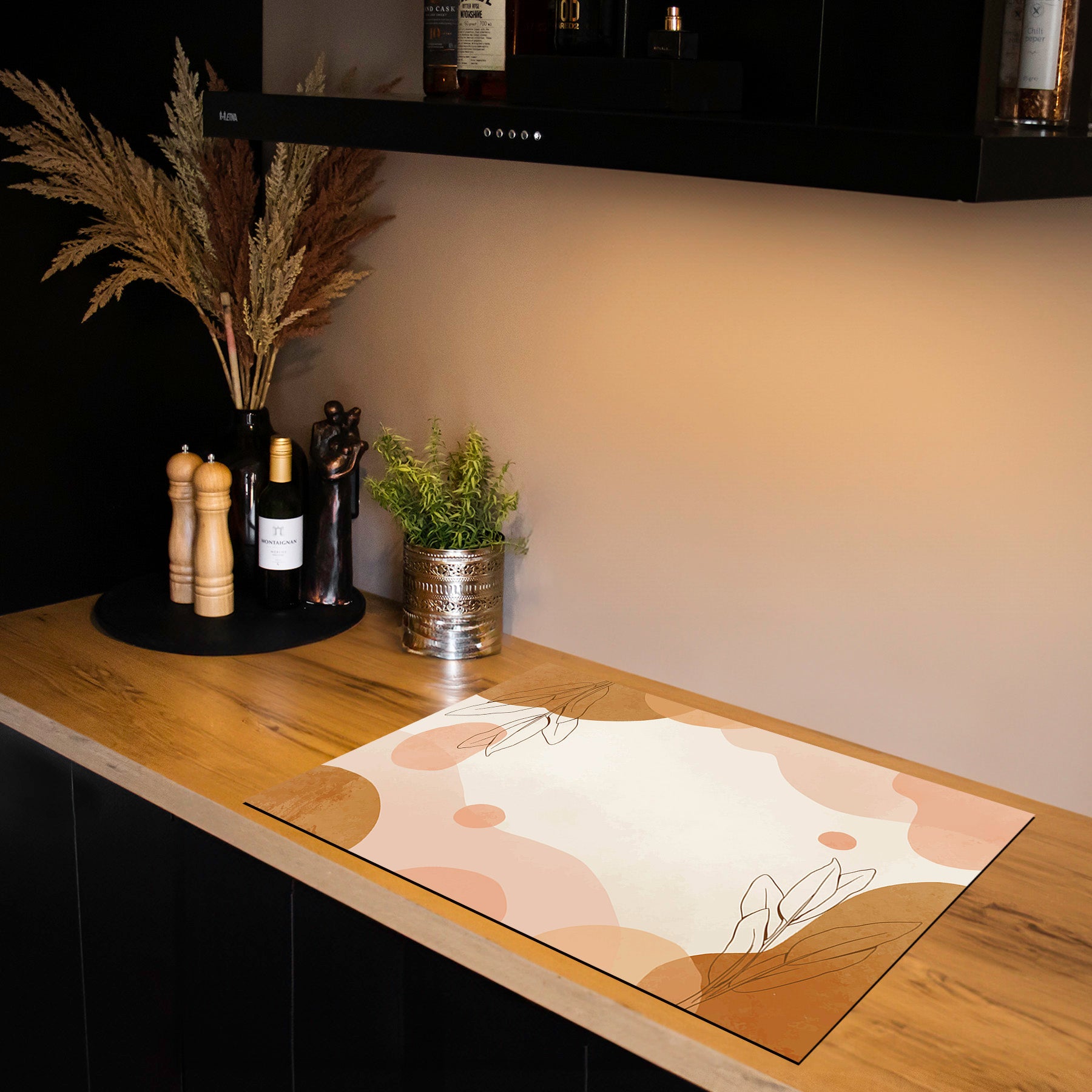 Protection induction - Abstrait - Motifs nervurés - Noir