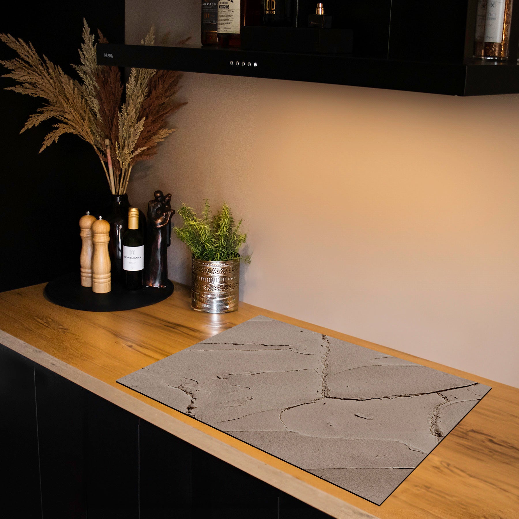 Protection induction - Abstrait - Motifs nervurés - Noir