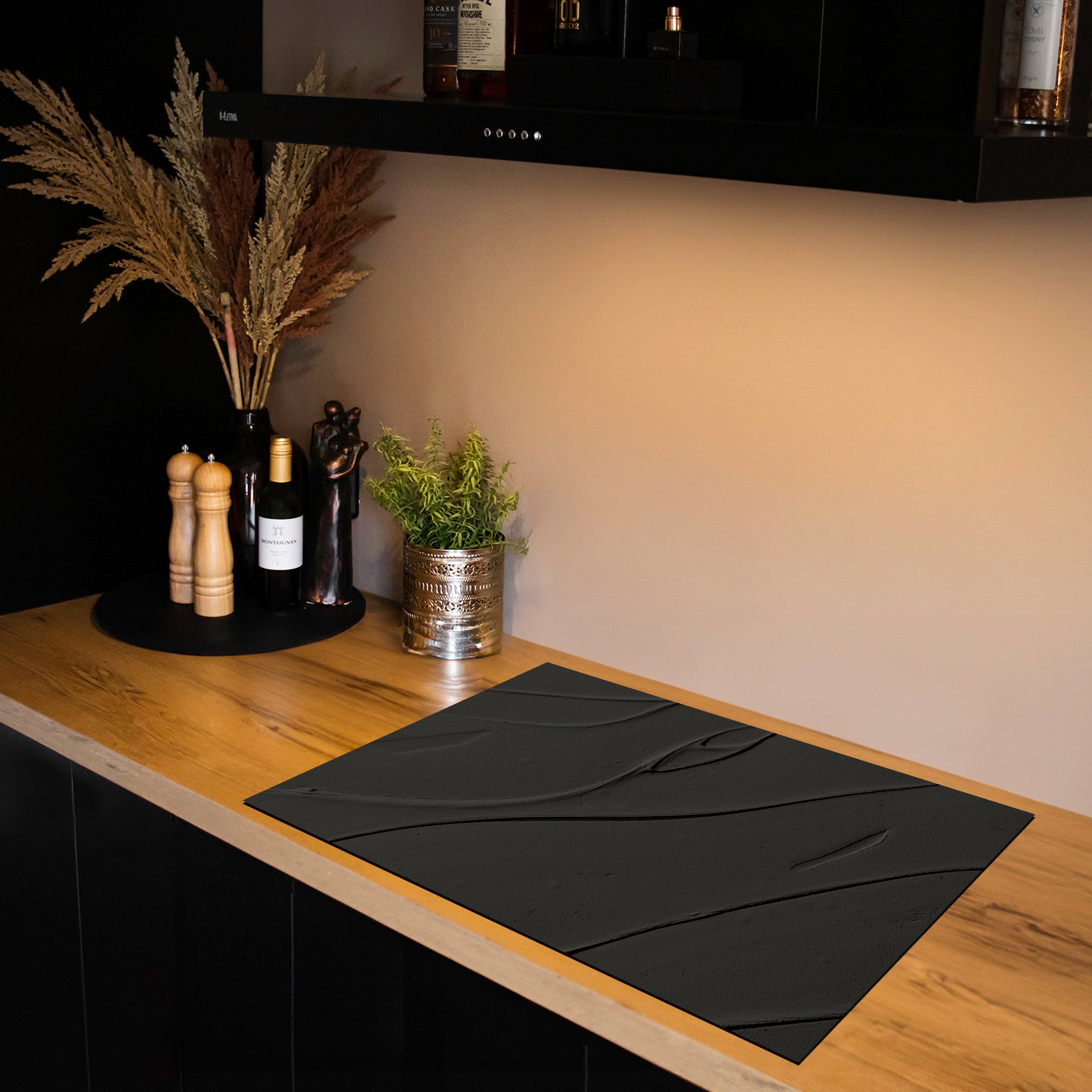 Inductiebeschermer - Minimal Texture - Houtskool Golf