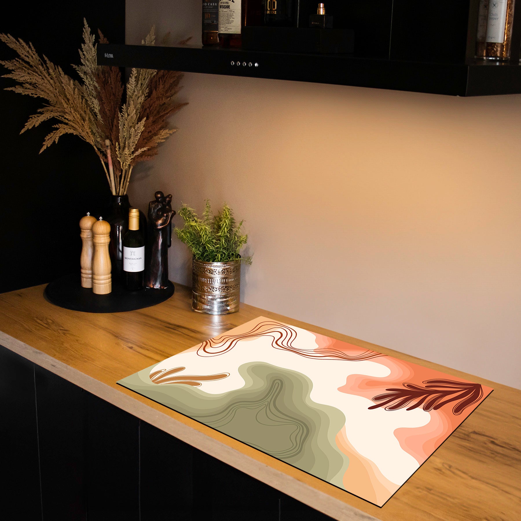 Protection induction - Abstrait - Motifs nervurés - Noir