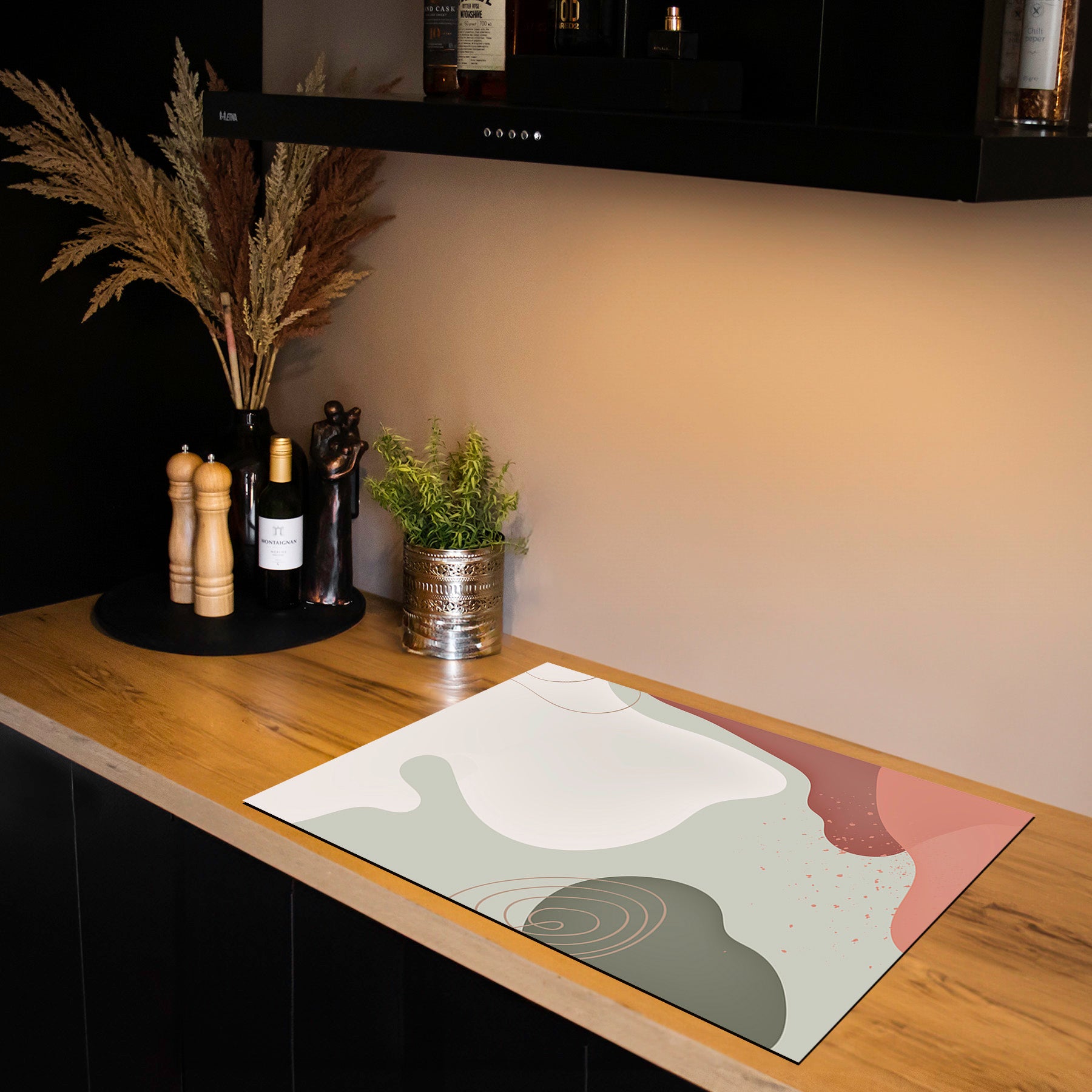 Protection induction - Abstrait - Motifs nervurés - Noir