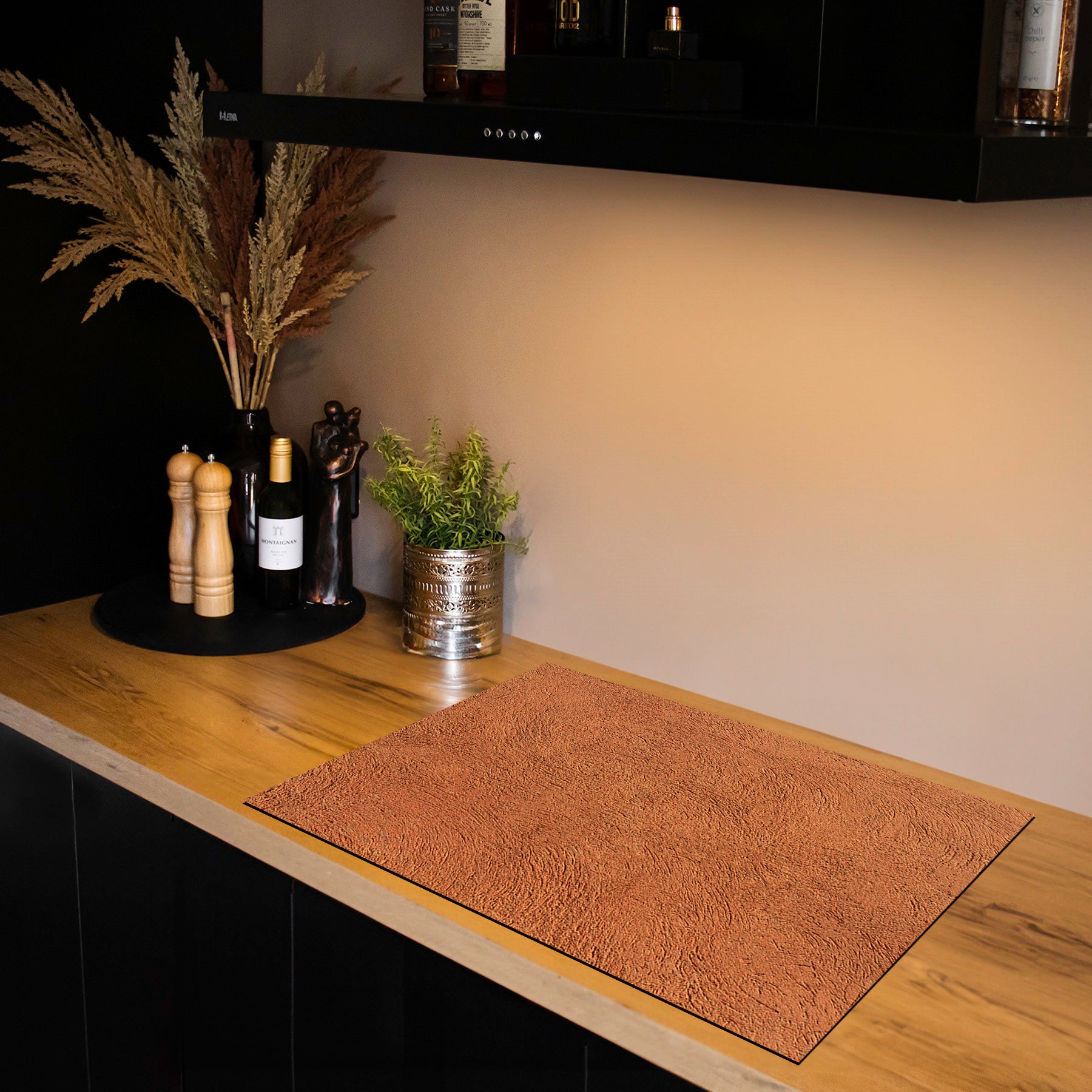 Protection induction - Abstrait - Motifs nervurés - Noir