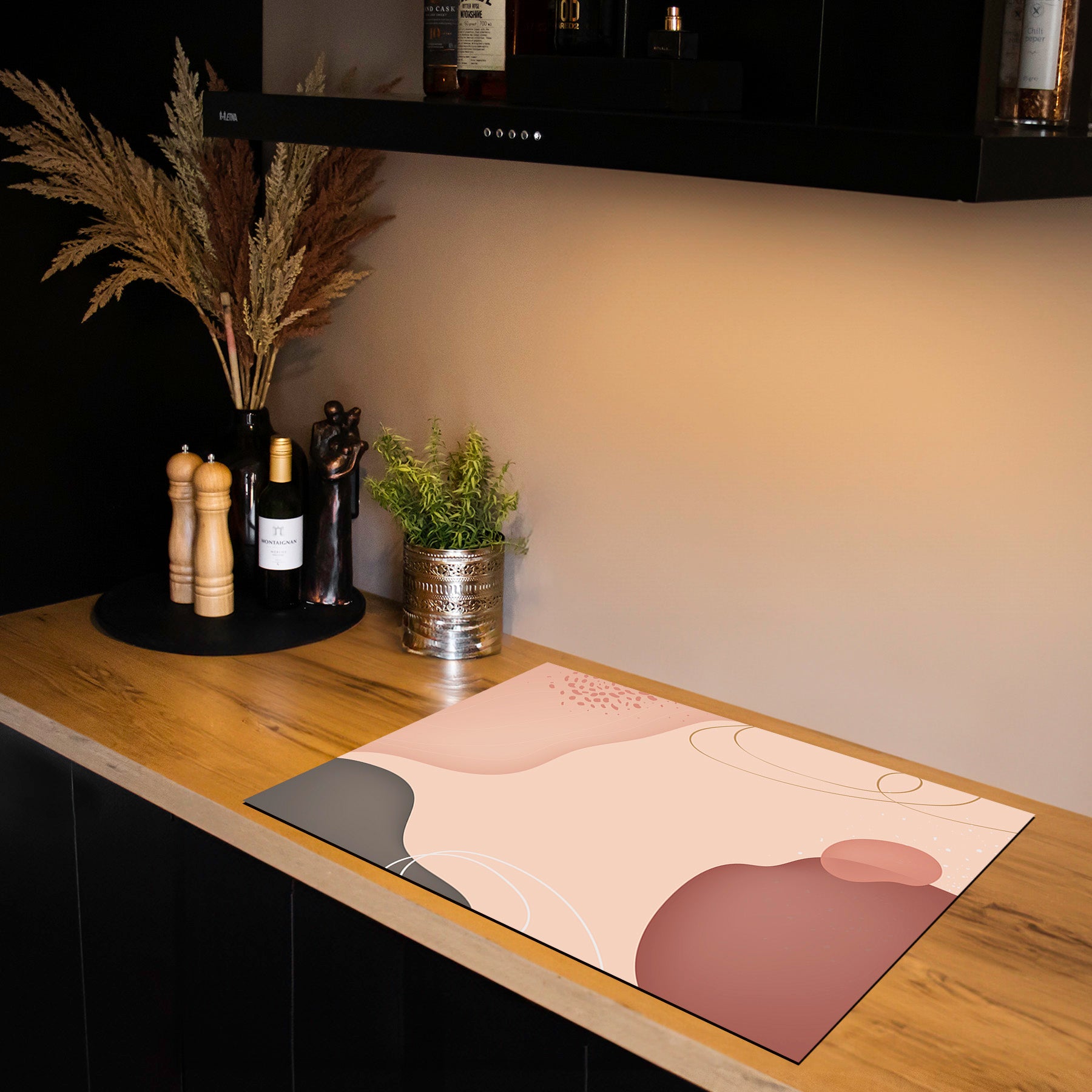 Protection induction - Abstrait - Motifs nervurés - Noir