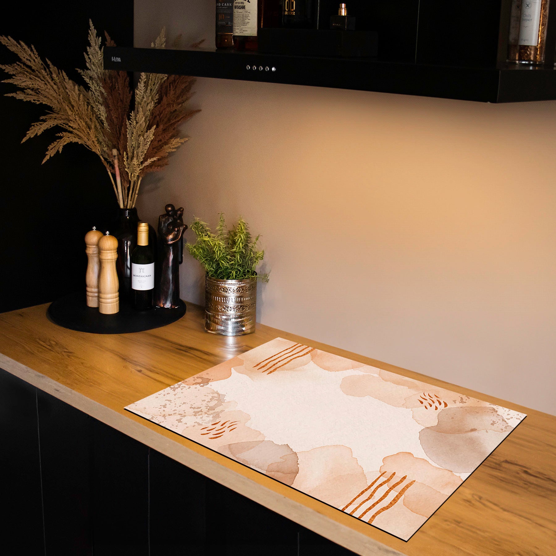 Protection induction - Abstrait - Motifs nervurés - Noir