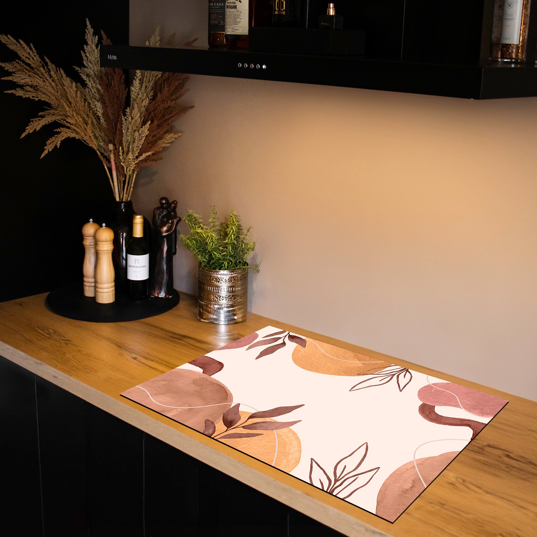 Protection induction - Abstrait - Motifs nervurés - Noir