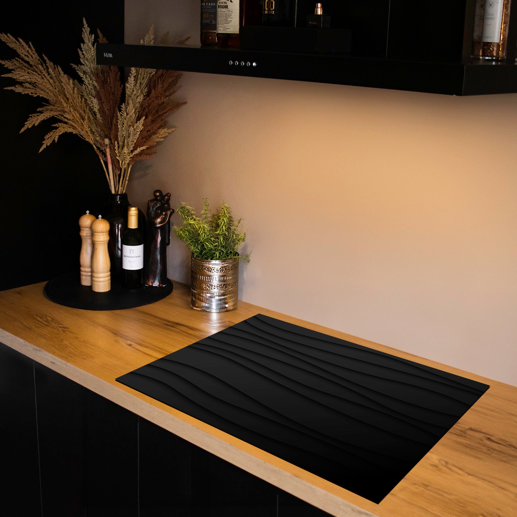 Inductiebeschermer - Minimal Texture - Zwarte Stilte