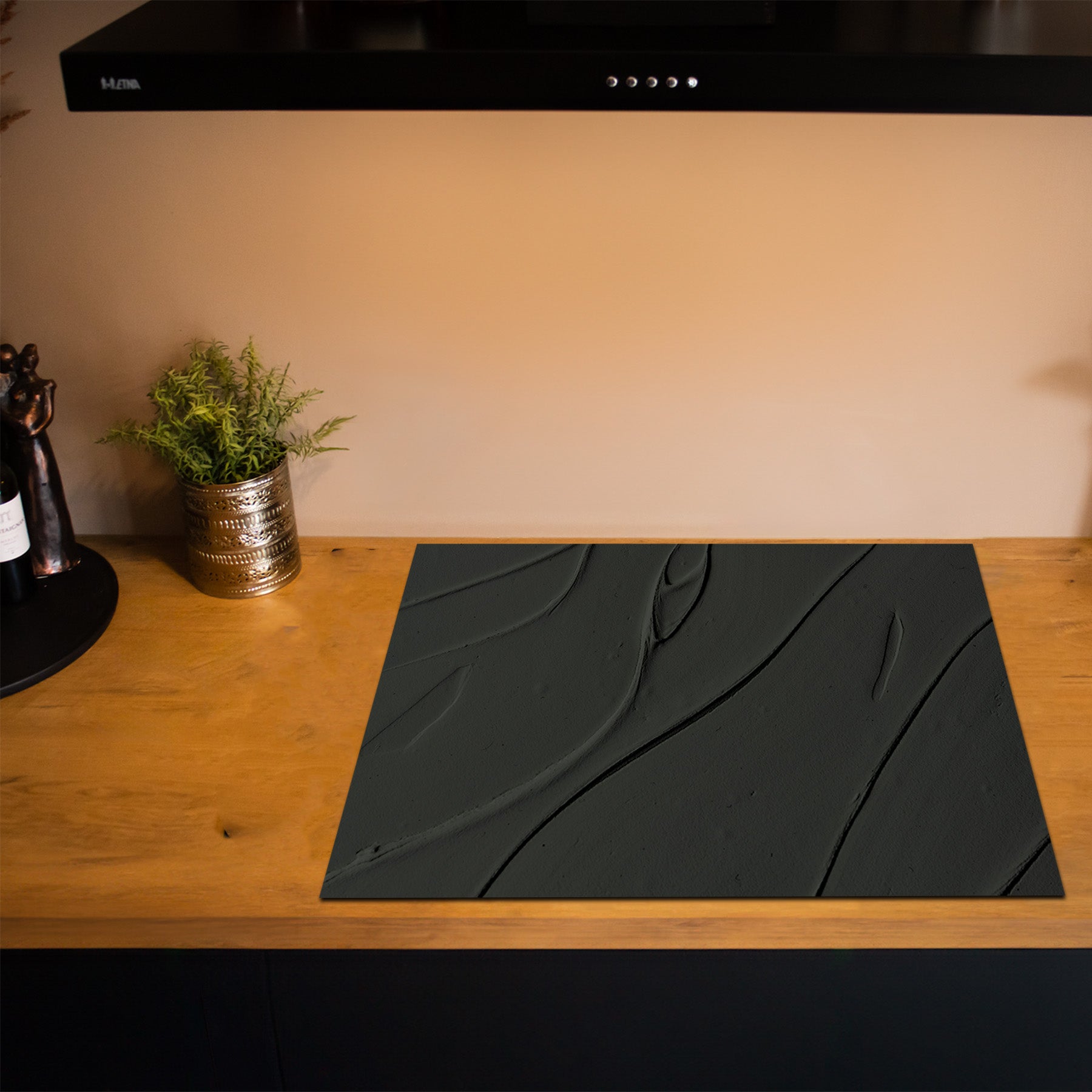 Inductiebeschermer - Minimal Texture - Houtskool Golf