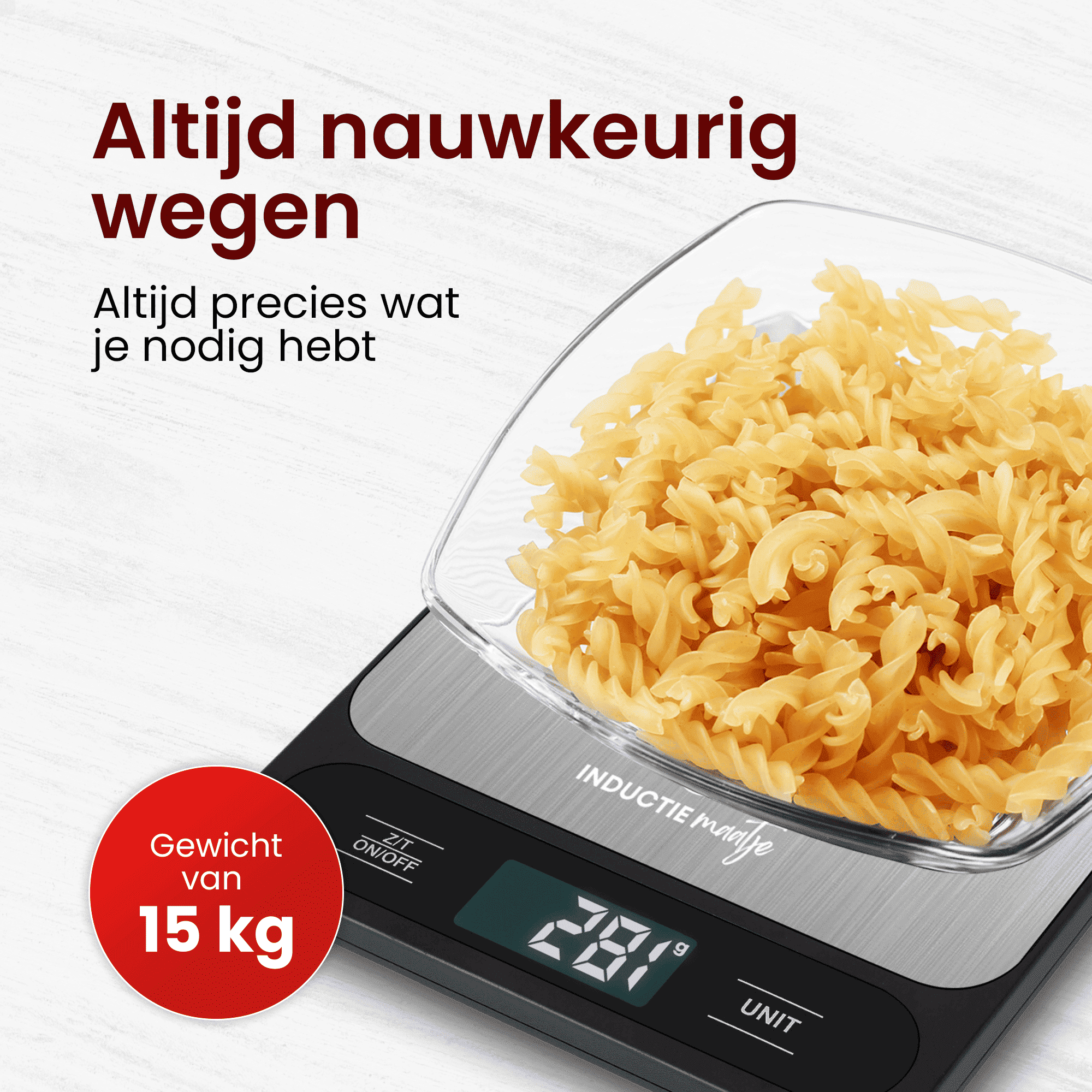 Balance de cuisine numérique - Balance de précision - 1 gramme à 15kg - Fonction Tare - Piles incluses