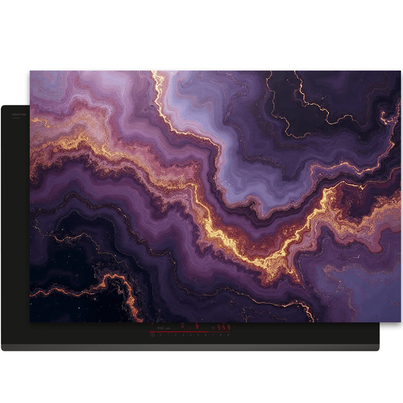 Inductiebeschermer - Marmer met Goud - Amethyst Glow - Inductiebeschermer