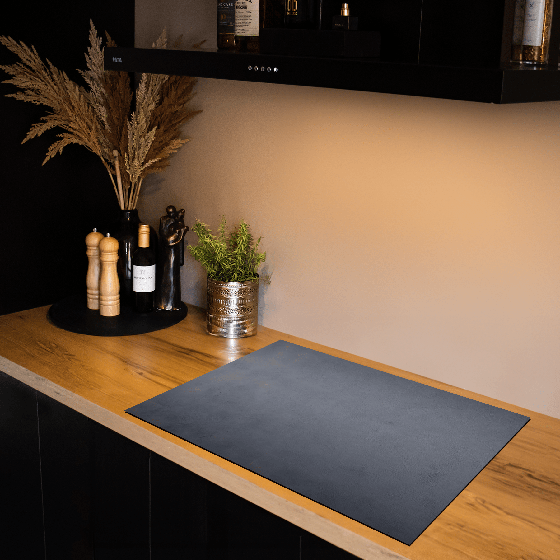 Inductiebeschermer - Beton - Textuur - Donkergrijs - Ashen Calm - Inductiebeschermer