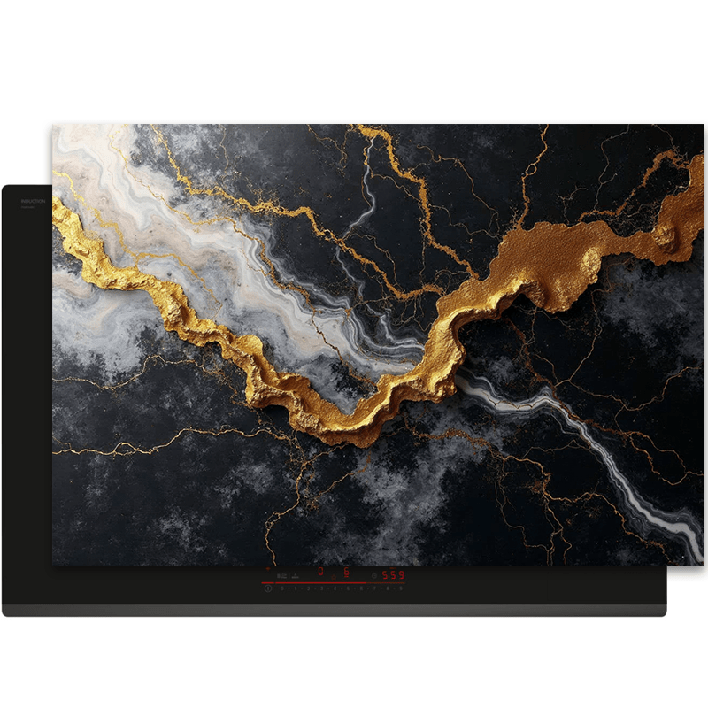 Inductiebeschermer - Marmer met Goud - Ashen Flame - Inductiebeschermer