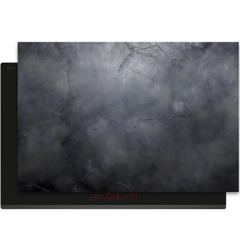 Inductiebeschermer - Beton - Textuur - Zwart - Donkergrijs - Charcoal Depth - Inductiebeschermer