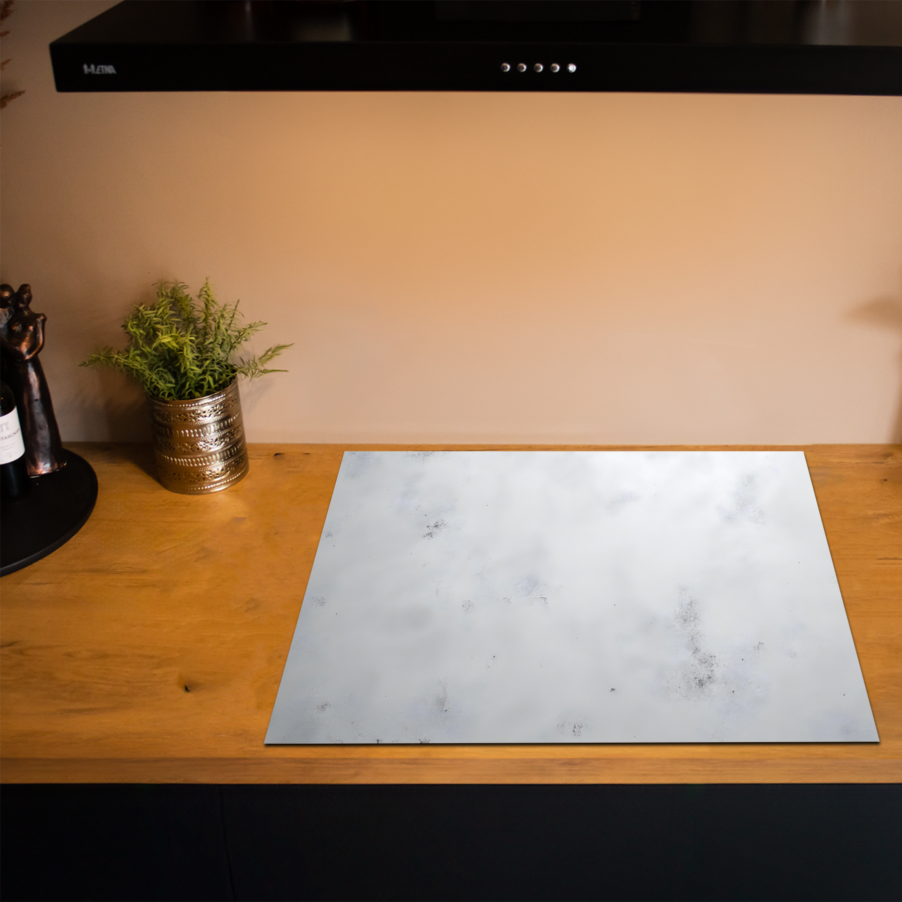 Inductiebeschermer - Beton - Textuur - Wit - Grijs - Clouded Marble