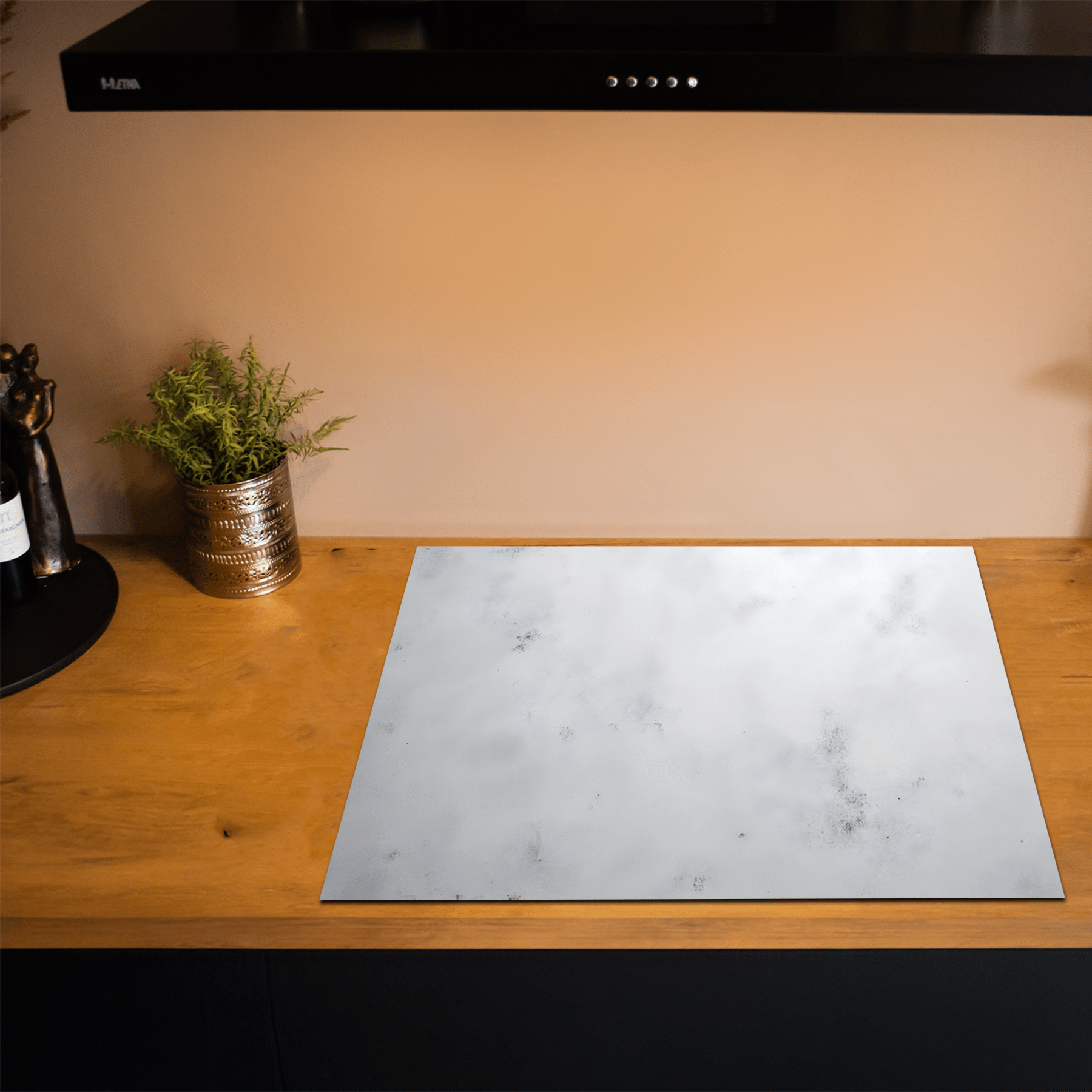 Inductiebeschermer - Beton - Textuur - Wit - Grijs - Clouded Marble - Inductiebeschermer