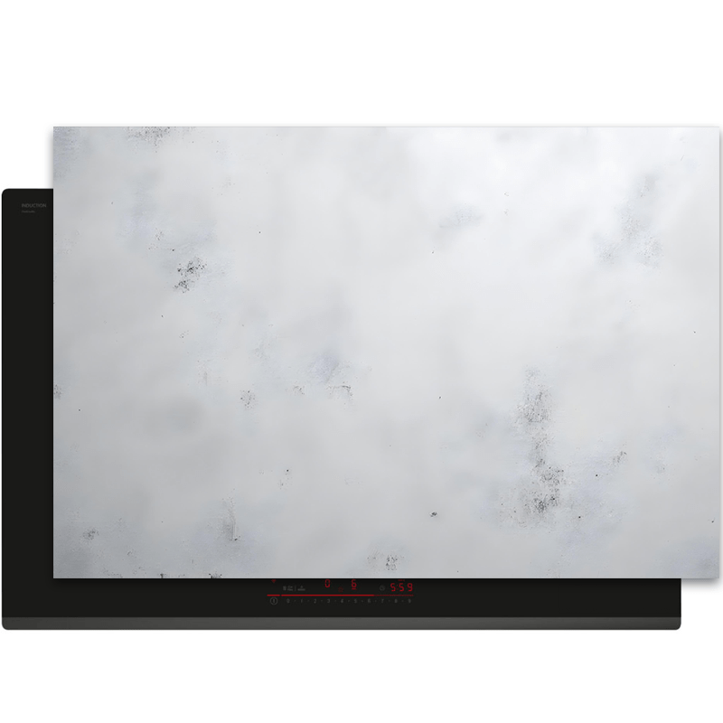 Inductiebeschermer - Beton - Textuur - Wit - Grijs - Clouded Marble - Inductiebeschermer