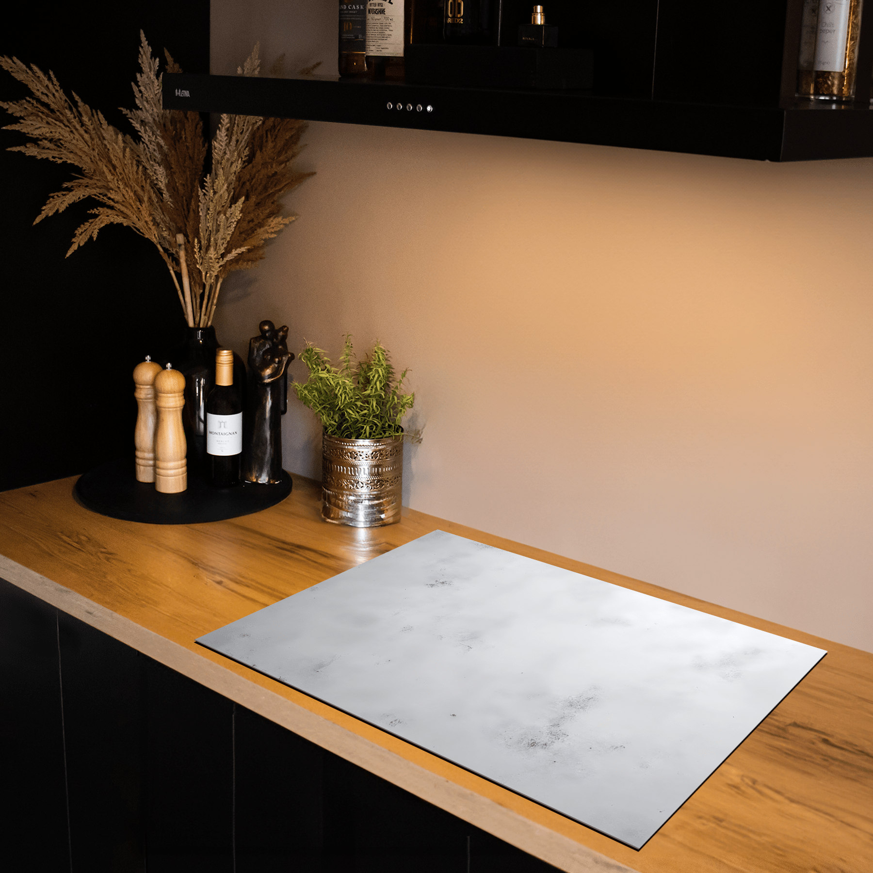 Inductiebeschermer - Beton - Textuur - Wit - Grijs - Clouded Marble - Inductiebeschermer