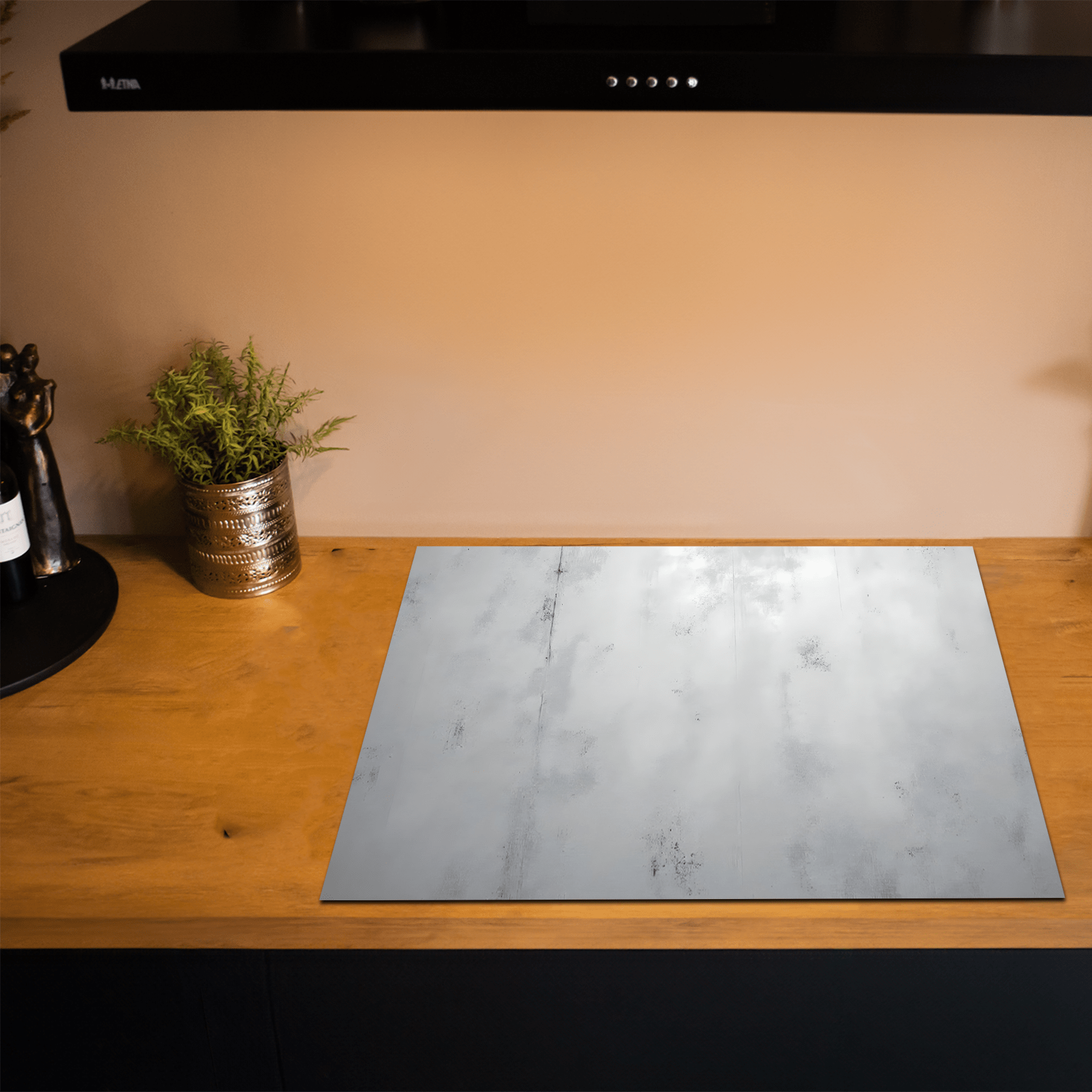 Inductiebeschermer - Beton - Ruw - Textuur - Grijs - Wit - Frosted Wall - Inductiebeschermer