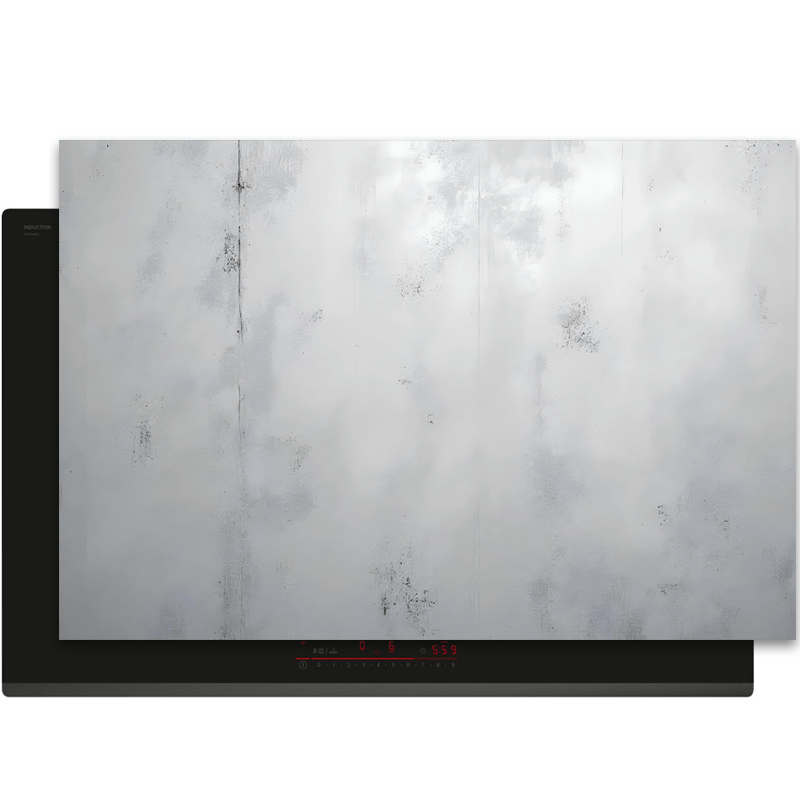 Inductiebeschermer - Beton - Ruw - Textuur - Grijs - Wit - Frosted Wall - Inductiebeschermer