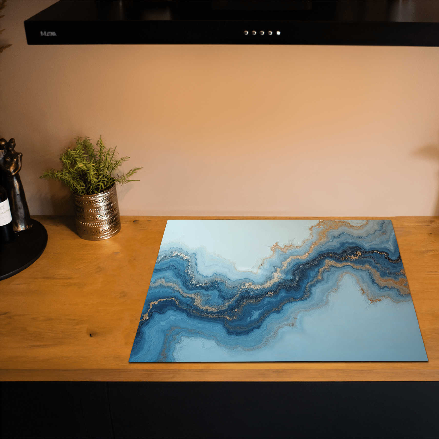 Inductiebeschermer - Marmer met Goud - Icy Drift - Inductiebeschermer