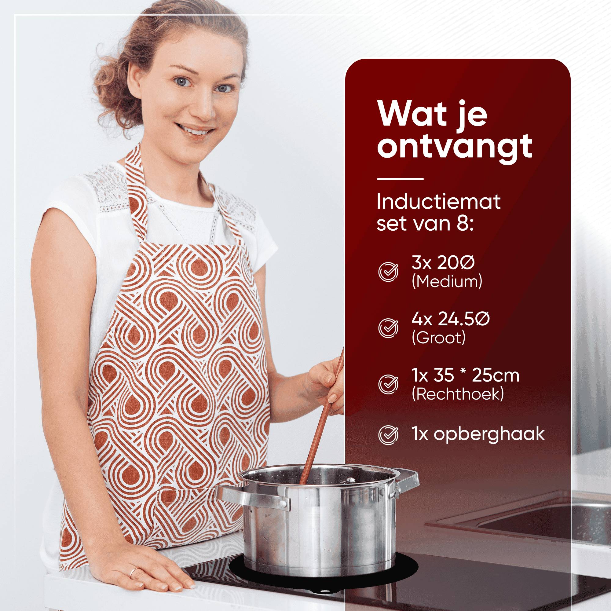 Inductie matjes set van 8 - Zwart - Alles in 1