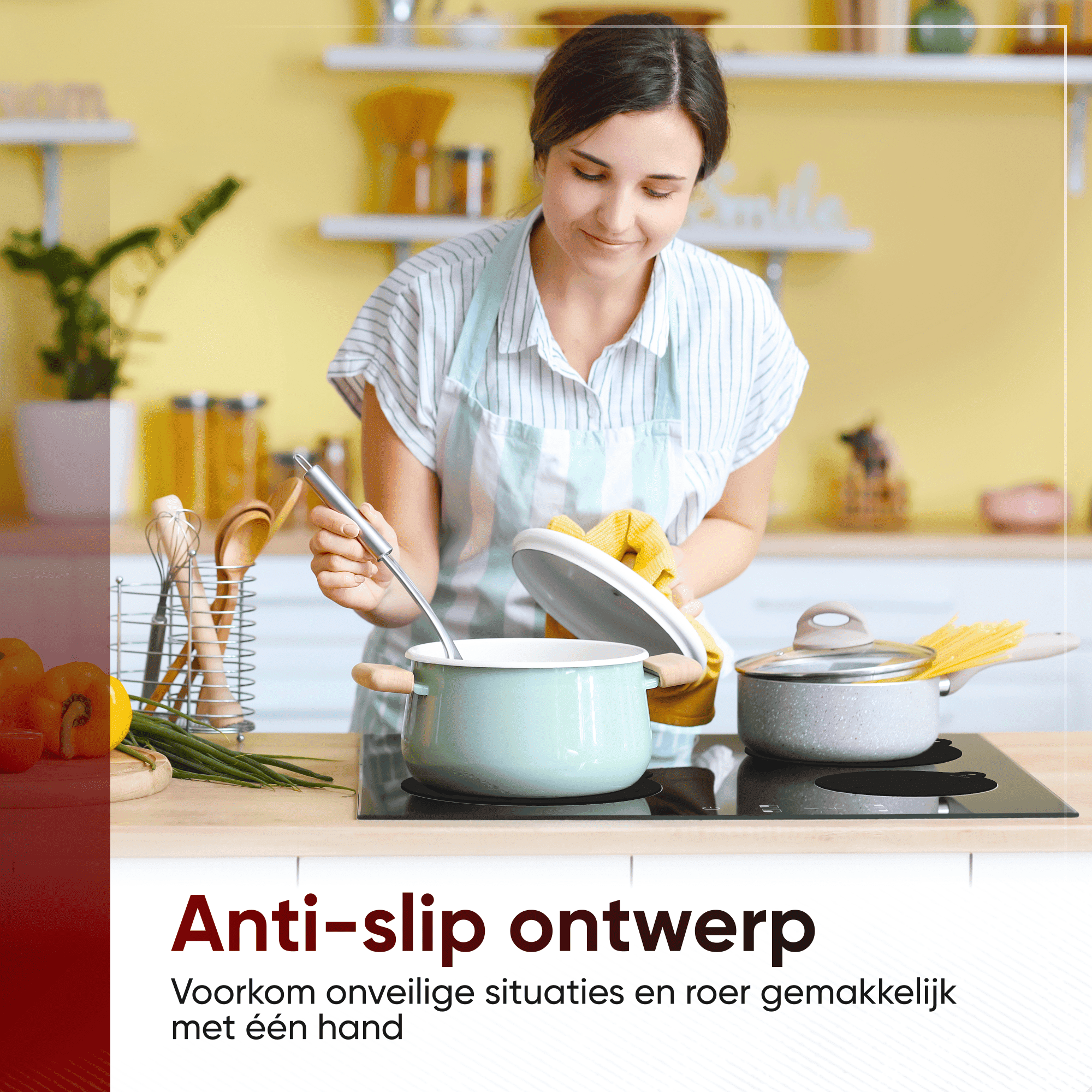 Inductie matjes set van 4 - Zwart - 4xØ25cm