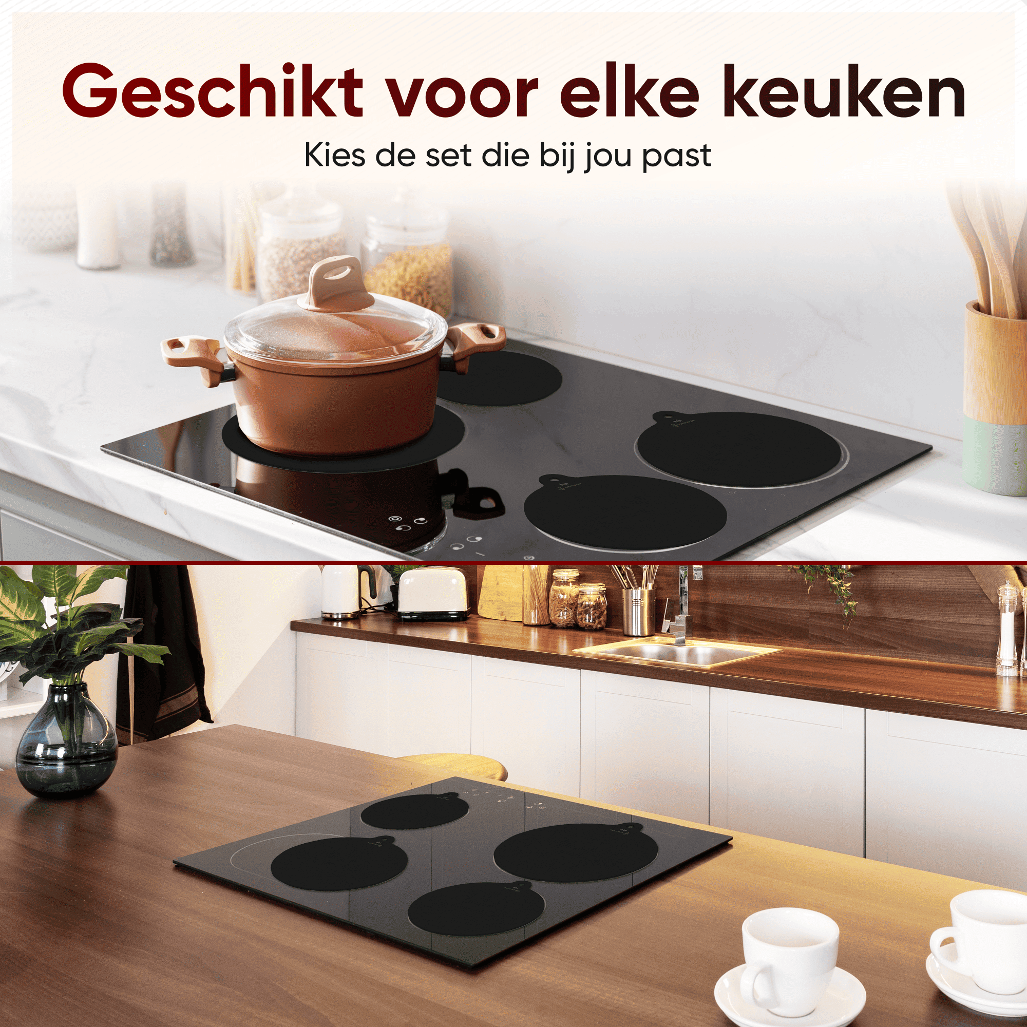 Inductie matjes set van 4 - Zwart - 4xØ25cm