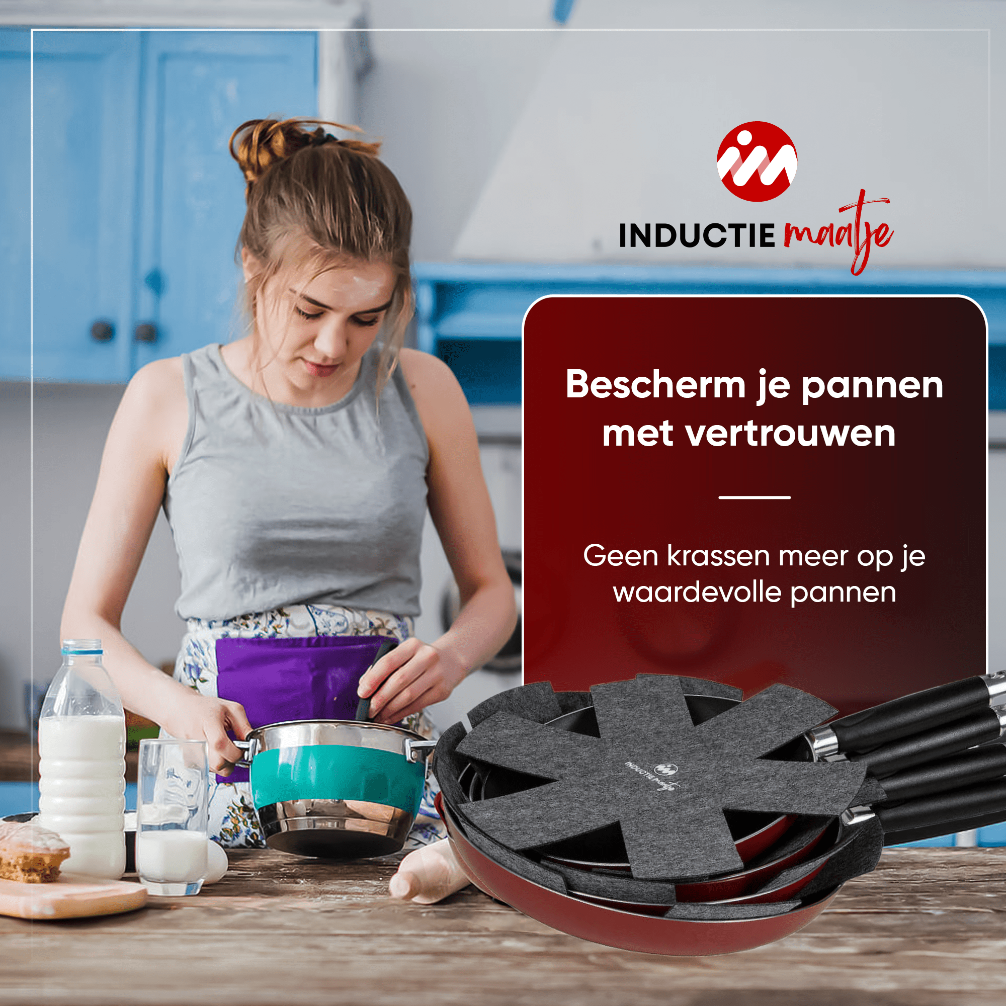 Panbeschermers - 6 stuks - grijs - Inductie Maatje