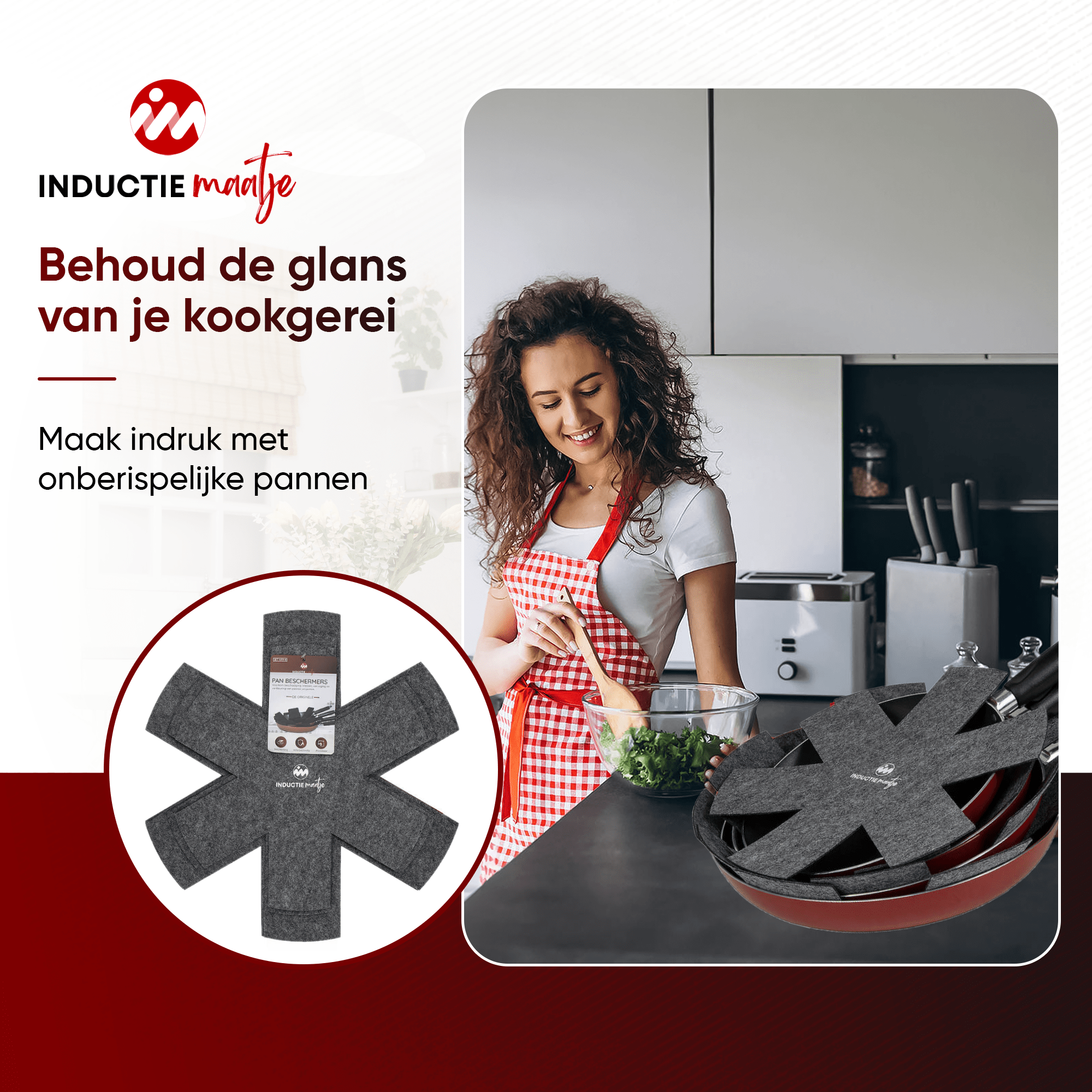 Panbeschermers - 6 stuks - grijs - Inductie Maatje