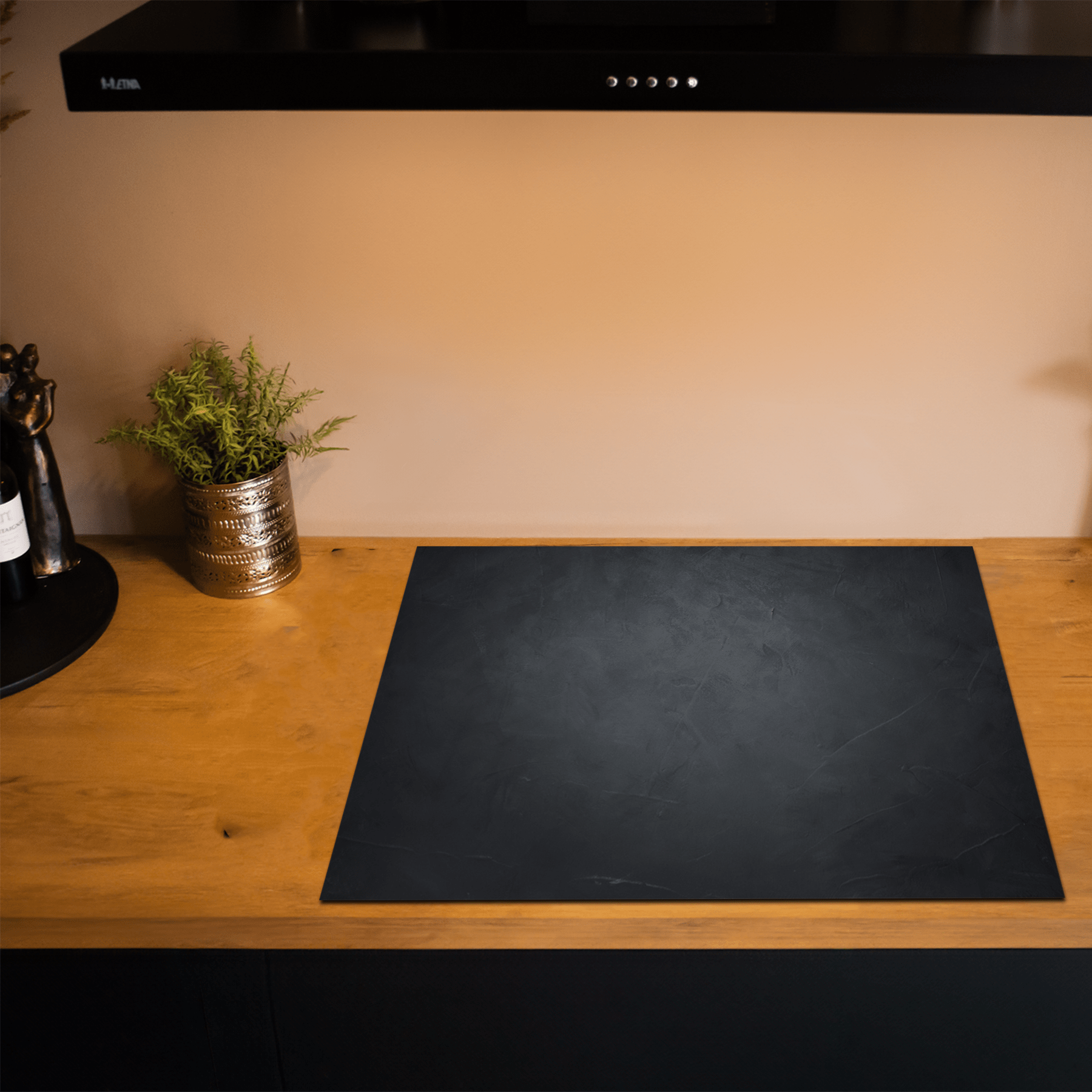 Inductiebeschermer - Beton - Textuur - Zwart - Midnight Concrete - Inductiebeschermer