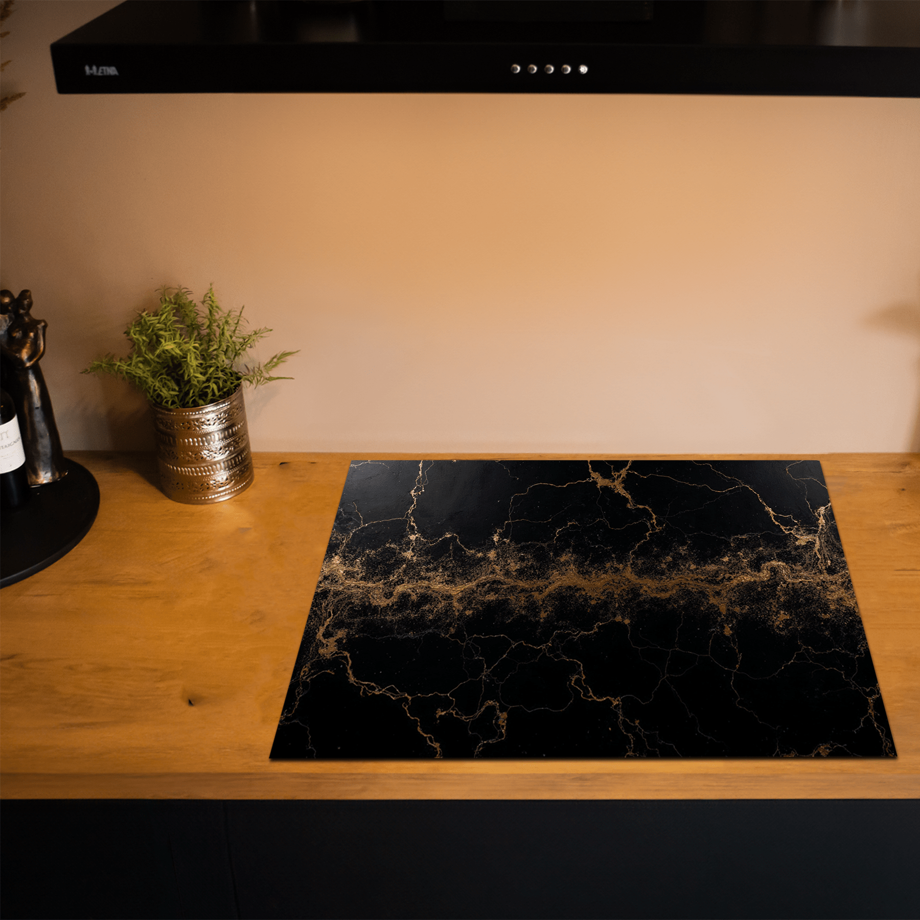 Inductiebeschermer - Marmer met Goud - Noir Lux - Inductiebeschermer