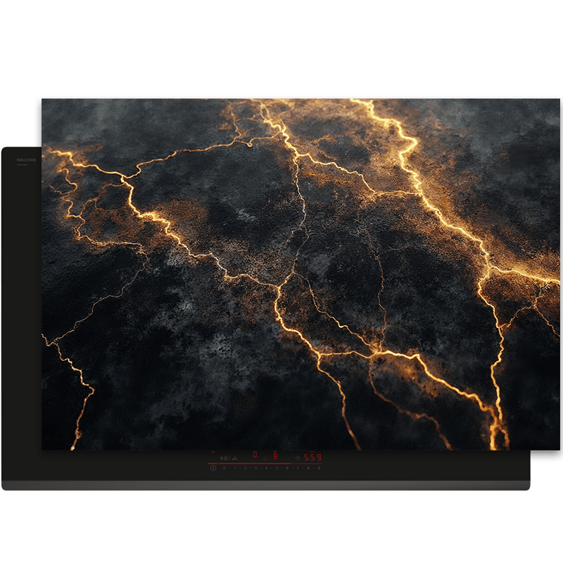 Inductiebeschermer - Marmer met Goud - Obsidian Spark - Inductiebeschermer