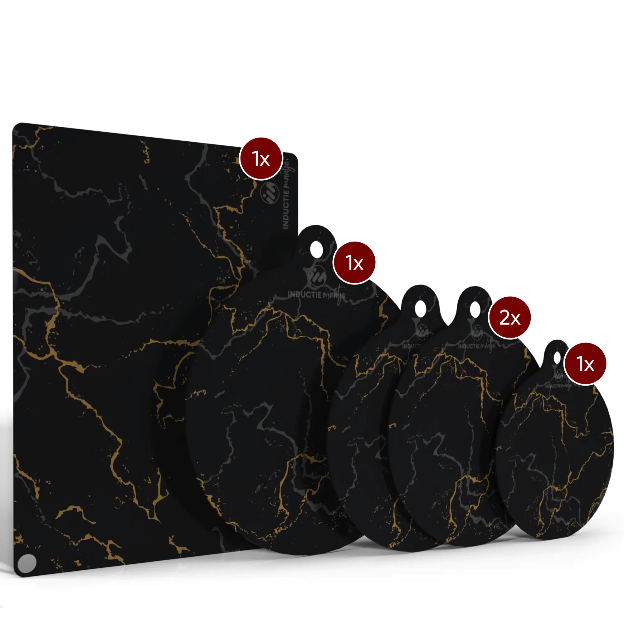 Induktionsmatten Satz von 5 Marmor