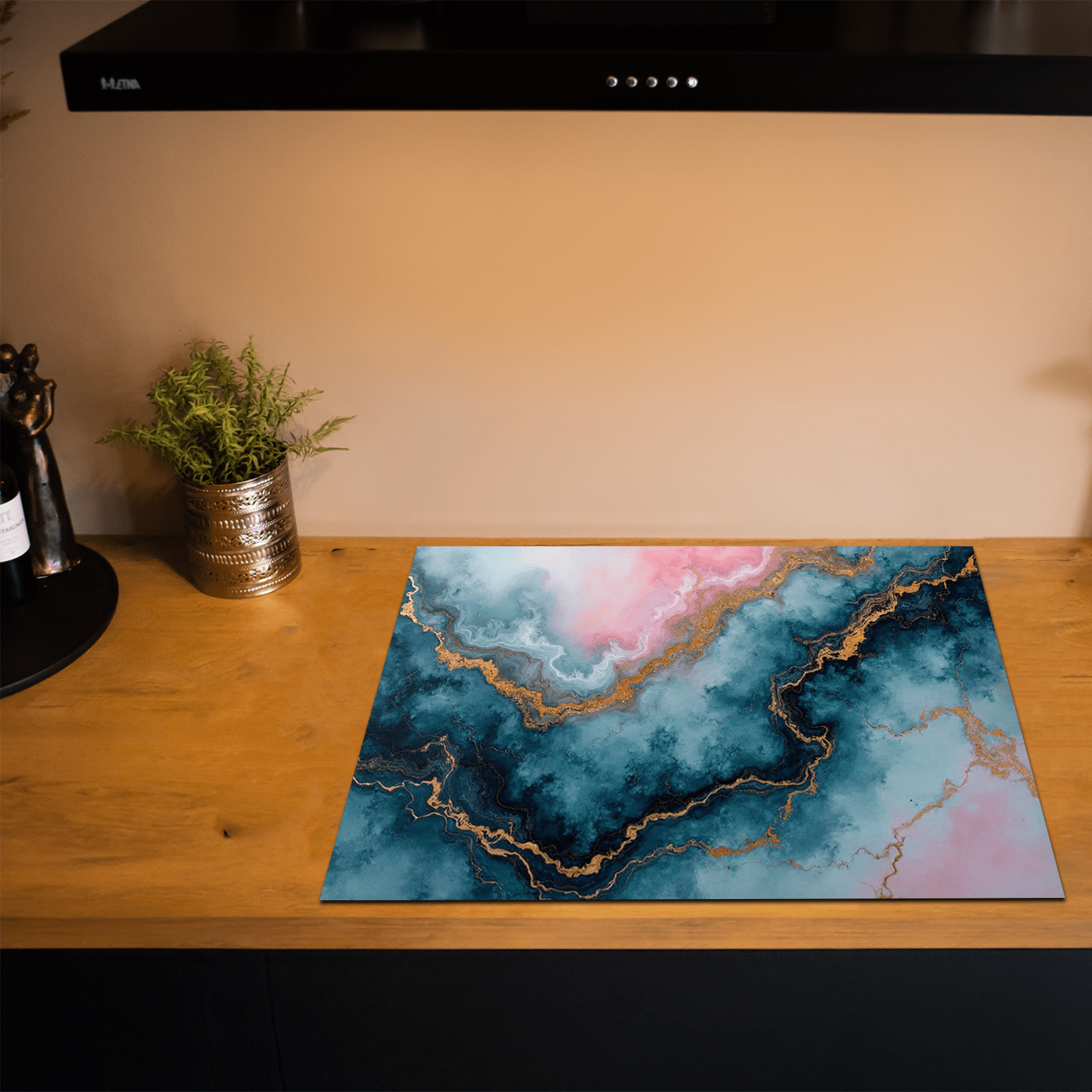 Inductiebeschermer - Marmer met Goud - Rose Abyss - Inductiebeschermer